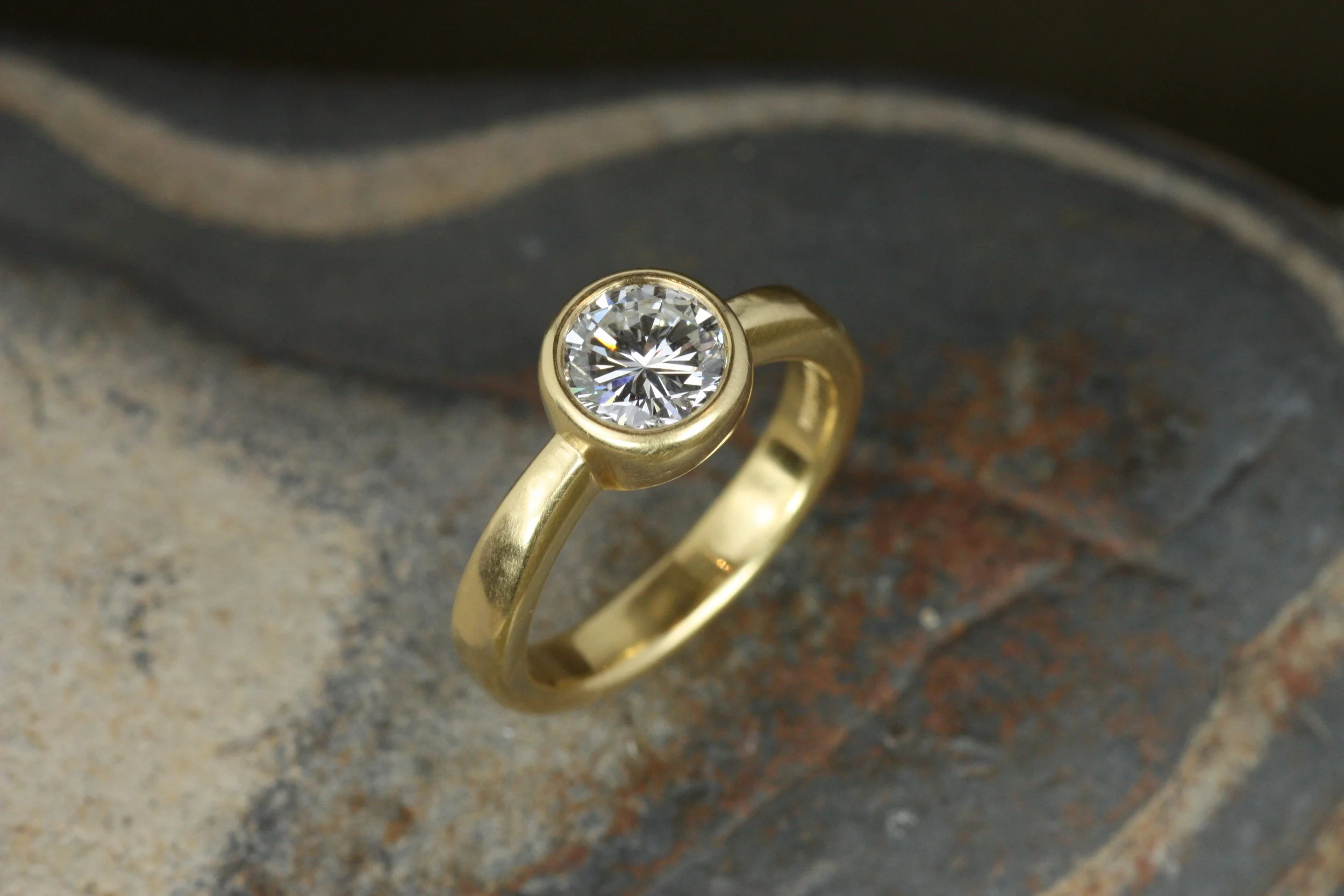 round diamond bezel engagement ring