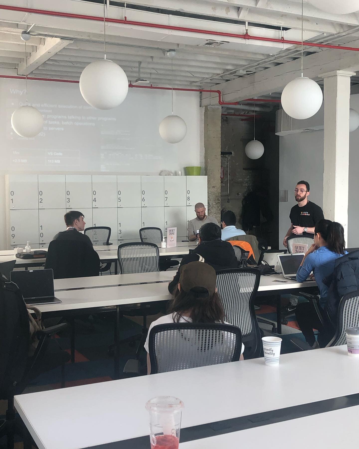 We had a good time this Sunday at Code and Coffee! Big thanks to all of you for coming out to join us on a beautiful day. 
Special thanks to @charlesinwald for leading a workshop on Command Line Essentials. If you want access to the slides and the ac