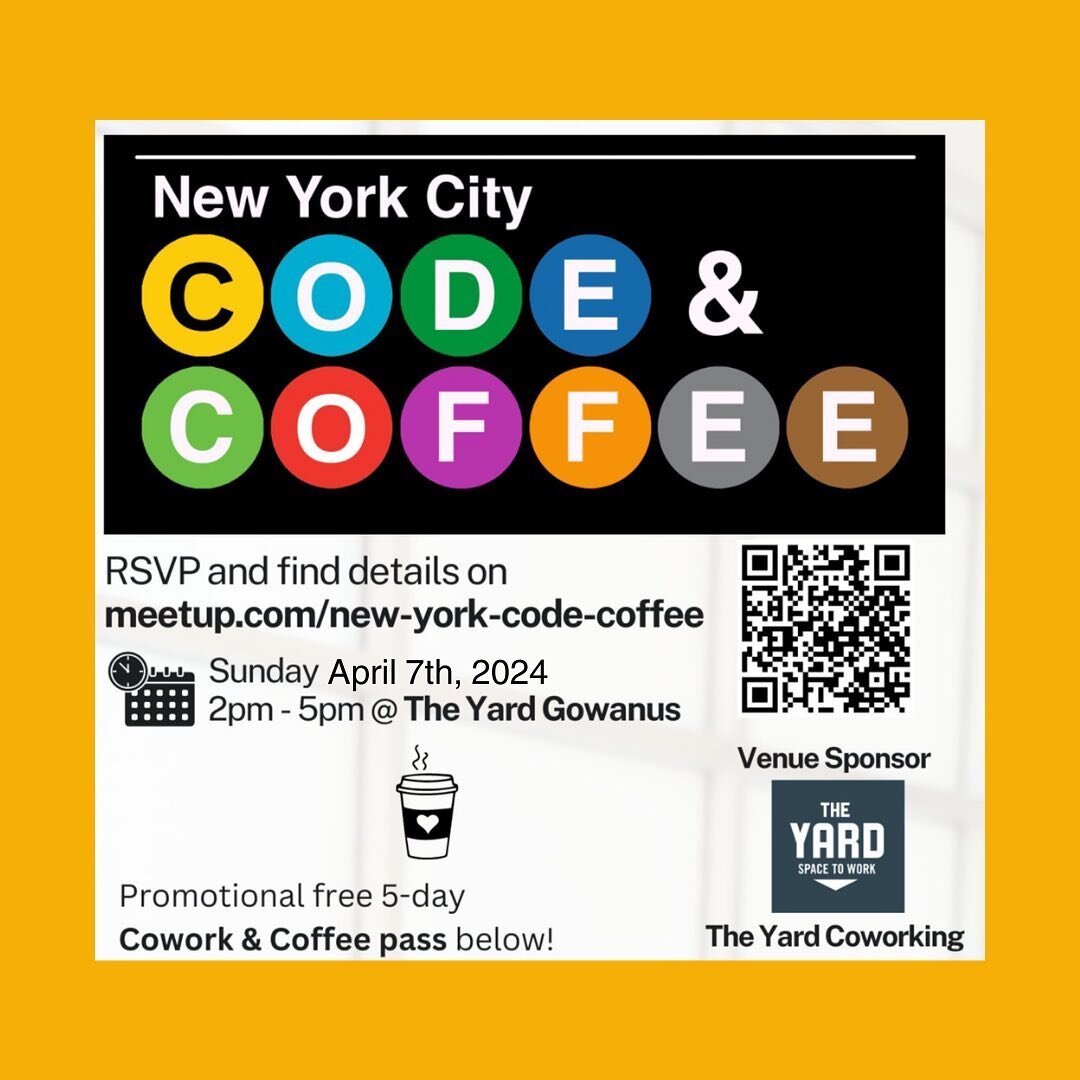 It&rsquo;s that time&hellip;.it&rsquo;s a Code and Coffee Sunday on April 7th! Come for the good people and the great vibes! It&rsquo;s another double feature this Sunday. 

In between networking, tune into the talk from 3-4PM with Brian Autumn, the 
