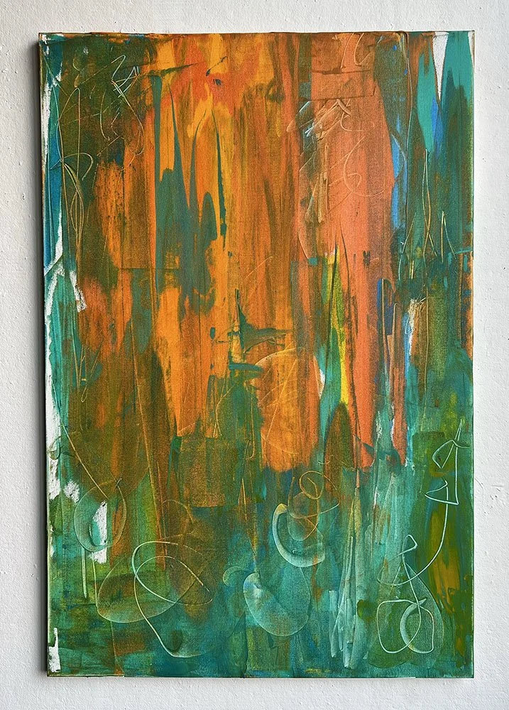 Emma Rarick. "A New Day," 2024, acrylic on canvas, 24 x 36".