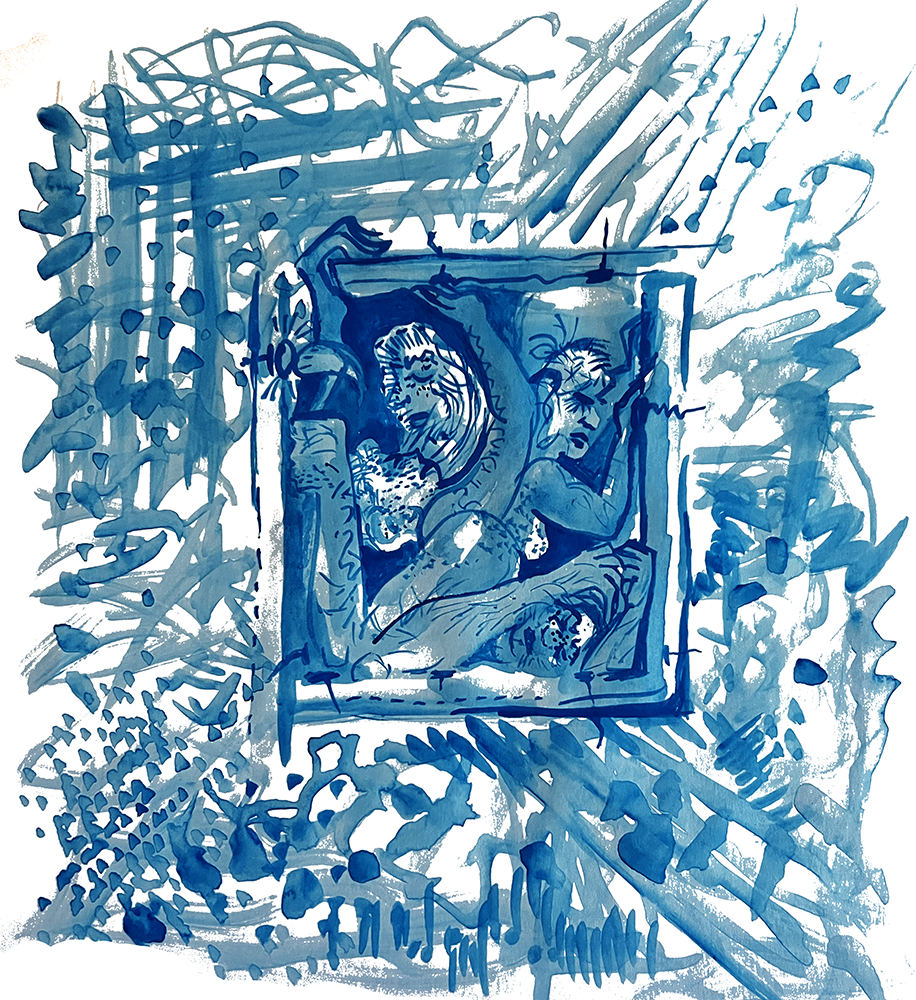 Emma Rarick. 
watercolor ink drawing.
2026.