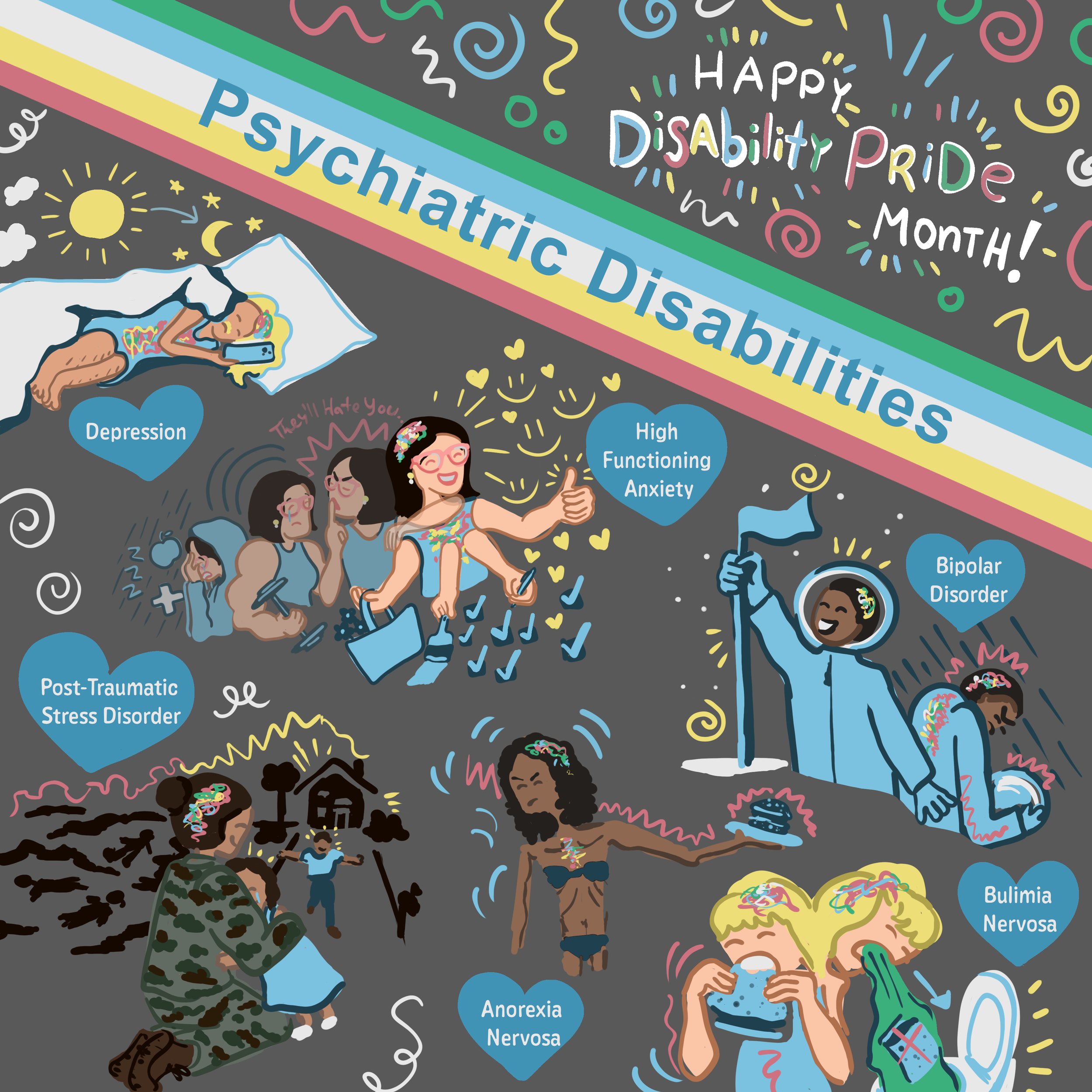 Emma Rarick. "Psychiatric Disabilities Education" 2025, digital illustration.