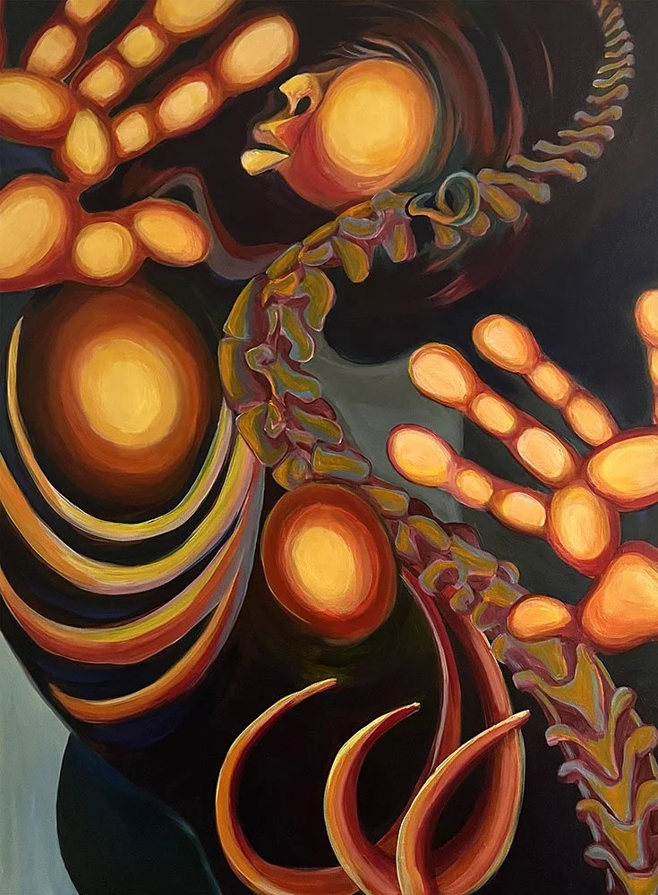 Emma Rarick. "Blender," November 2025, acrylic on canvas, 30 x 40".