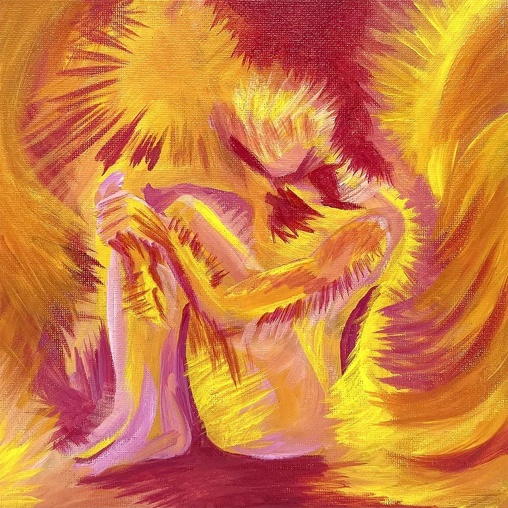 Emma Rarick. "Sharp Air," October 2025, acrylic on canvas, 8 x 8".