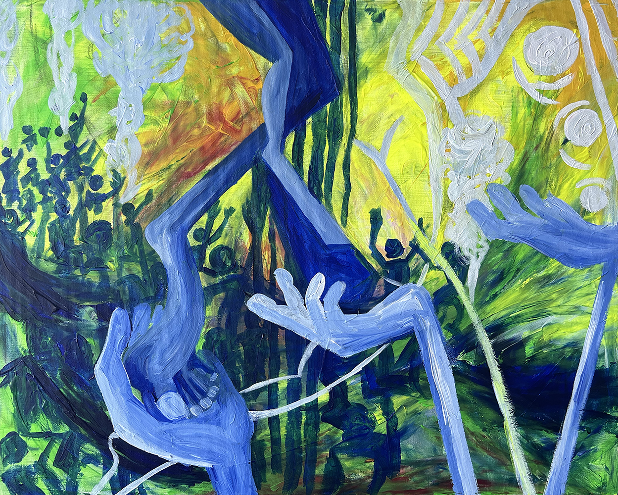 UNAVAILABLE- Emma Rarick. “Walking through Sound,” July 2026, acrylic on canvas, 16x20”