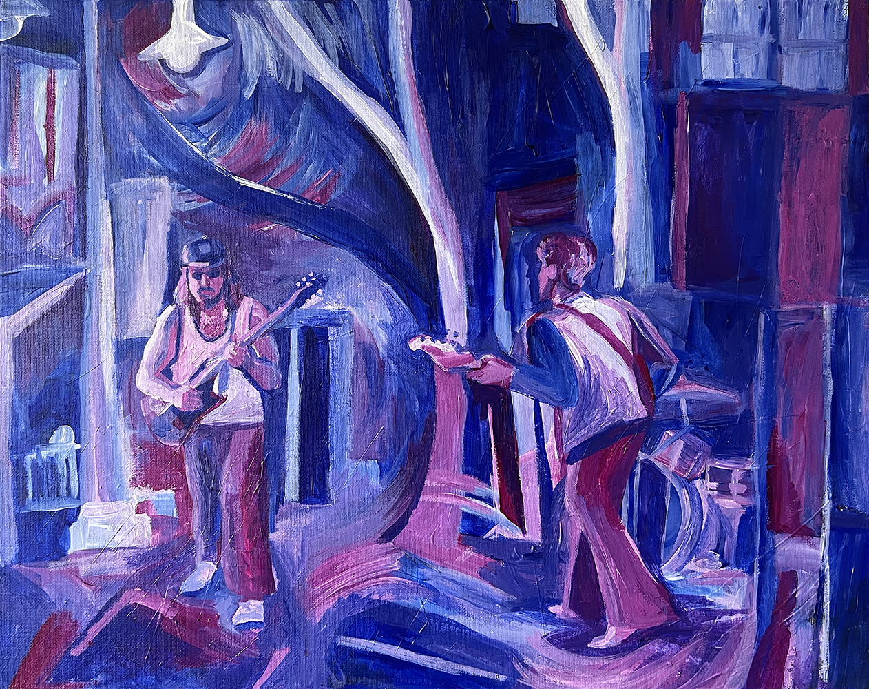 Emma Rarick. "MKE Moon Festival Band," Aug 2026, acrylic on canvas, 16x20"