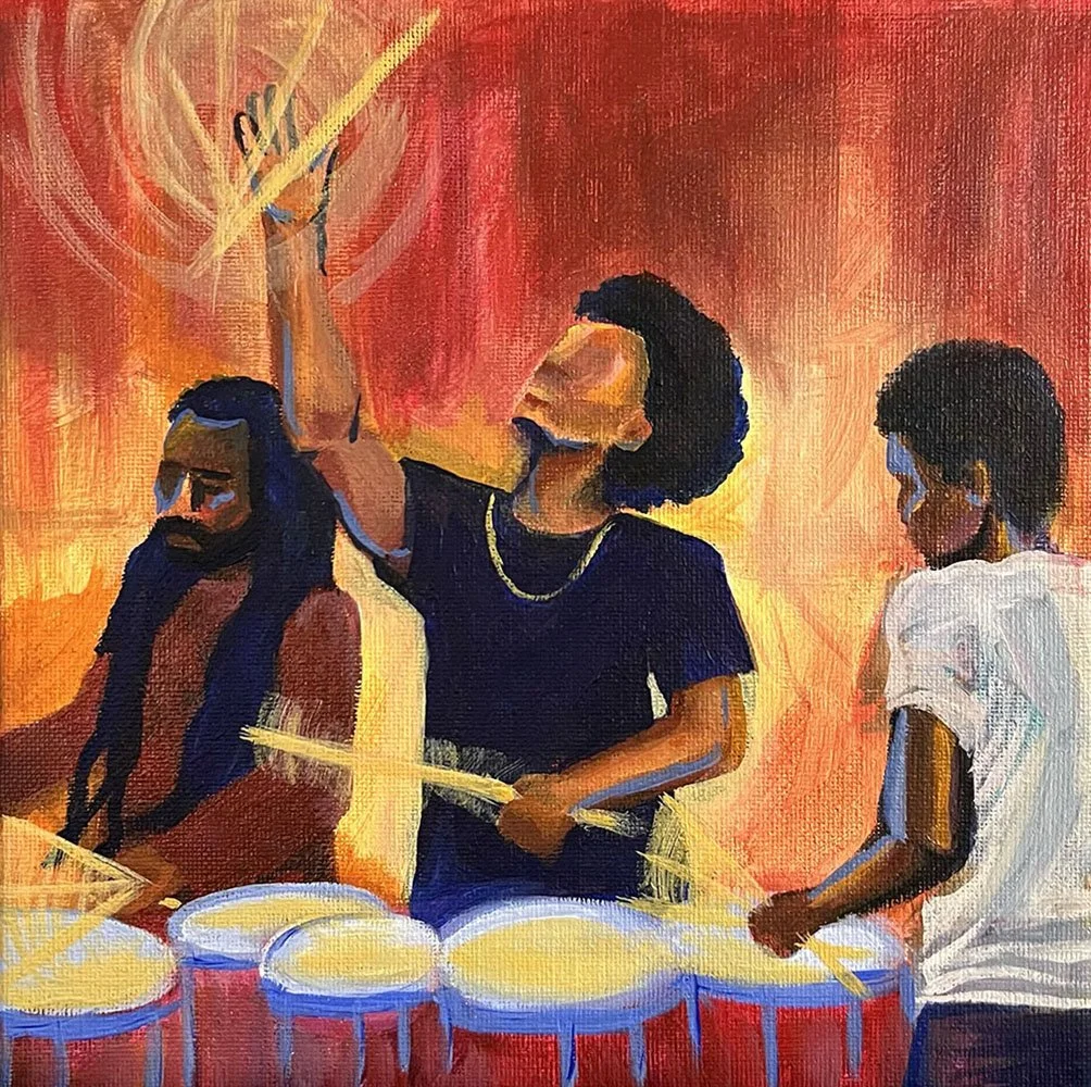 Emma Rarick. "Milwaukee Hittaz v3," 2025, acrylic on canvas,  8x8". SOLD.