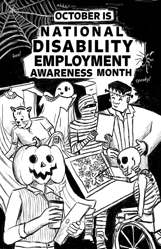 Emma Rarick. "National Disability Employment Awareness Month," digital illustration, 11x17". Created for Kohl's diverseAbilities BRG.