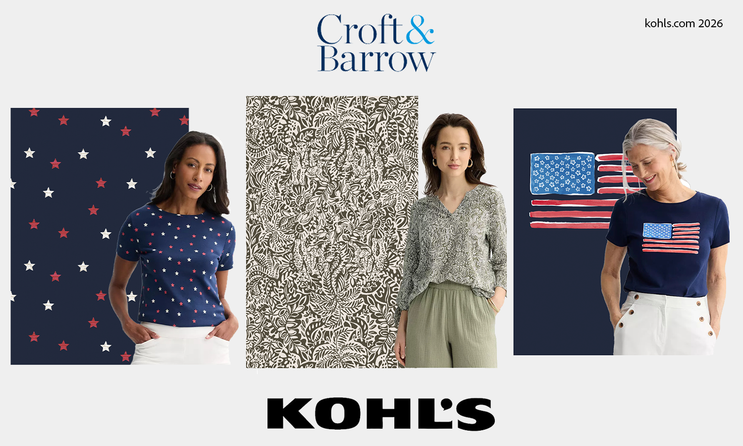 Watercolor paintings & digital illustrations are transformed into digital textile repeats to be printed on Kohl's clothing and sold in stores and online across the United States. 