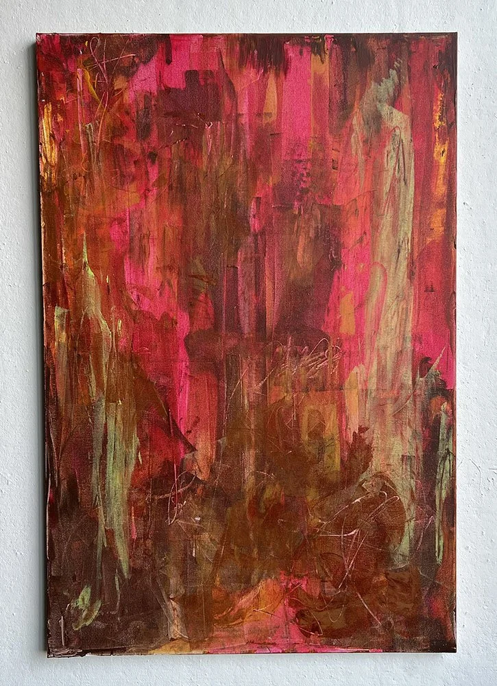 Emma Rarick. "From The Ground Up," 2024, acrylic on canvas, 24 x 36"