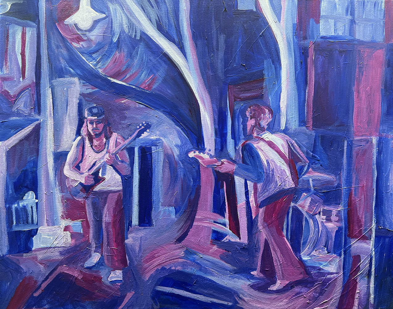 Emma Rarick. "MKE Moon Festival Band," Aug 2026, acrylic on canvas, 16x20"