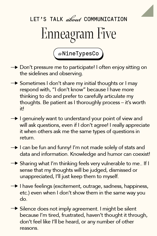 communication by enneagram type - type 5