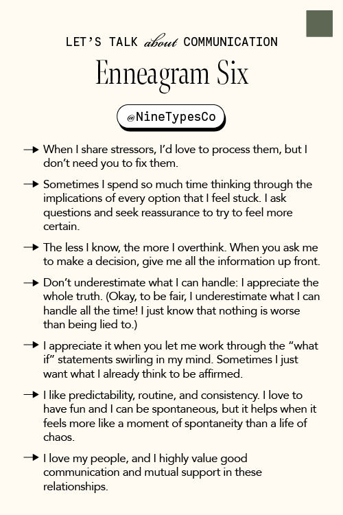 communication by enneagram type - type 6