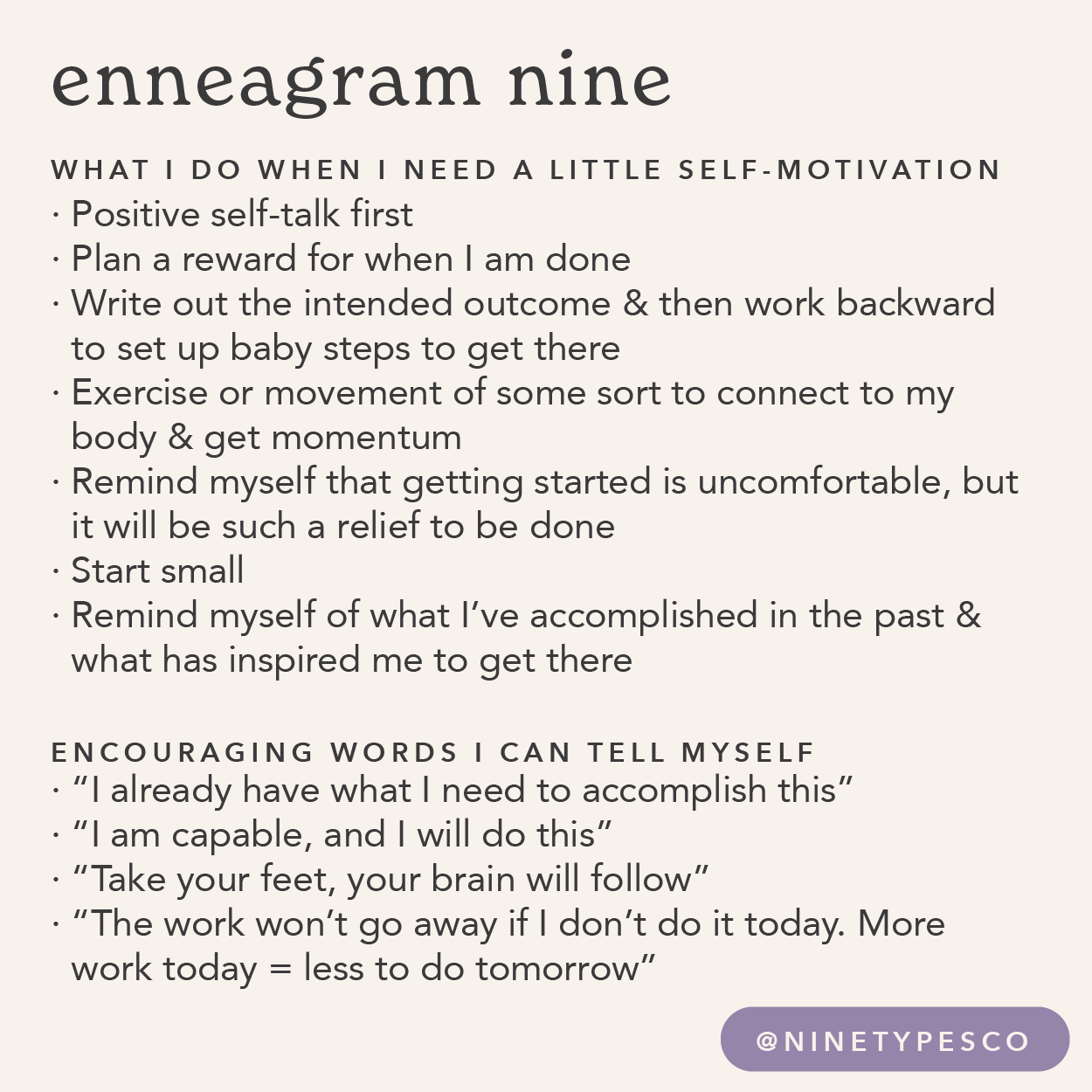 Feeling Motivated by Enneagram Type - Enneagram 9