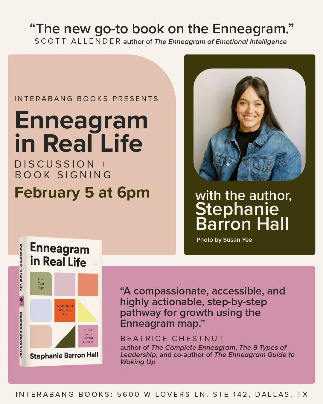 I'm in Dallas this week for another book signing! Come by to chat about the Enneagram in person. I've been enjoying time with family (I'm originally from DFW) and some good food while in Texas. See y'all on Wednesday! 

#enneagram #enneagramcoach