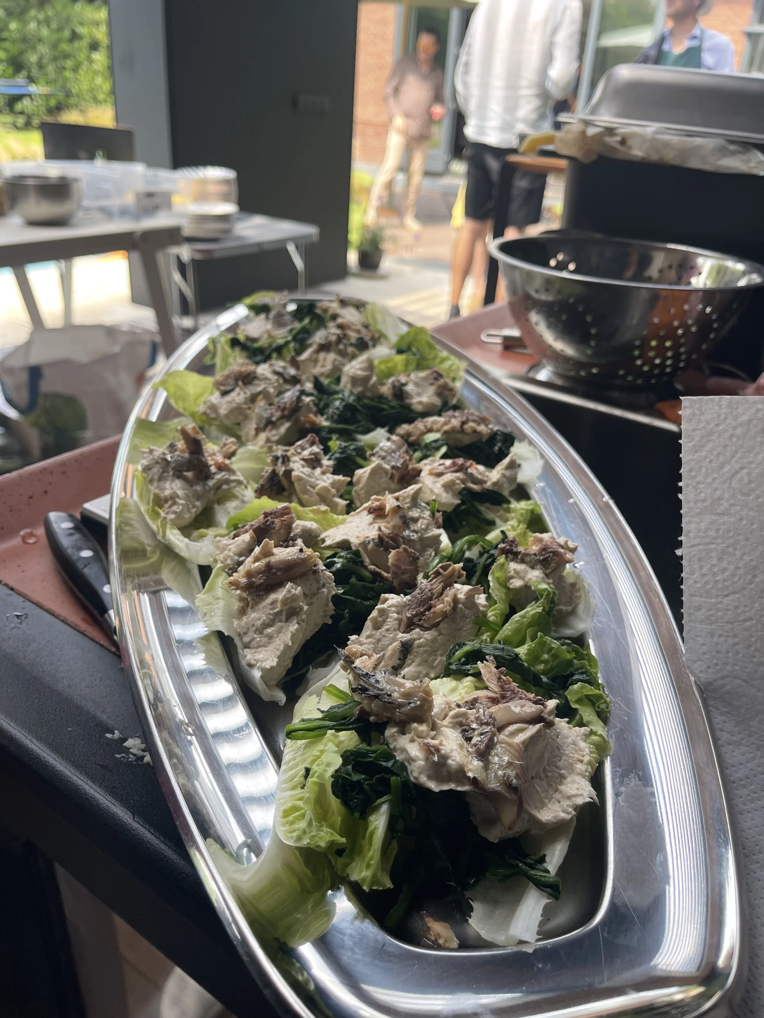 open salad with sardine pate & capers