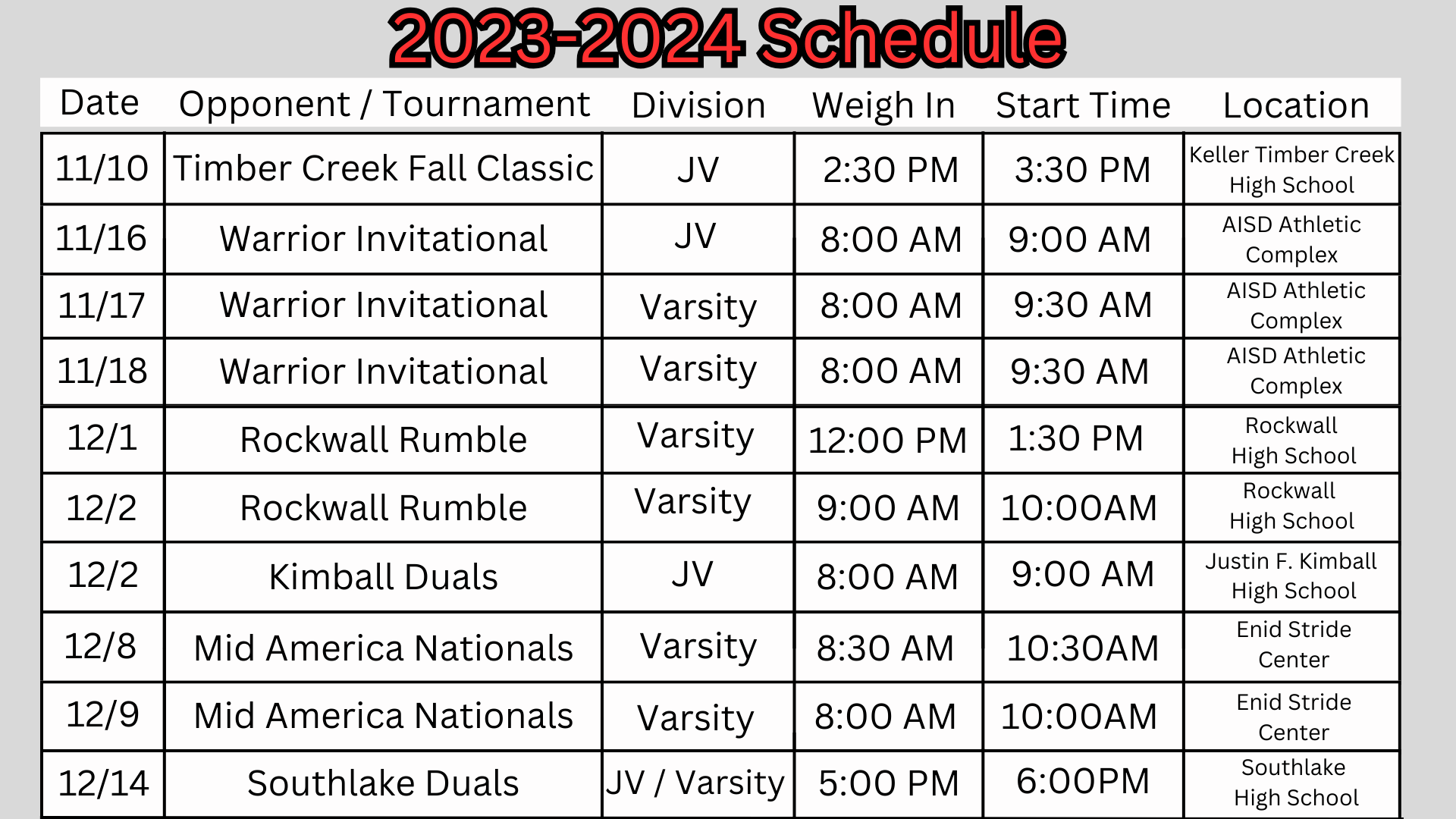 Schedule Martin Warrior Wrestling schedule-martin-warrior-wrestling