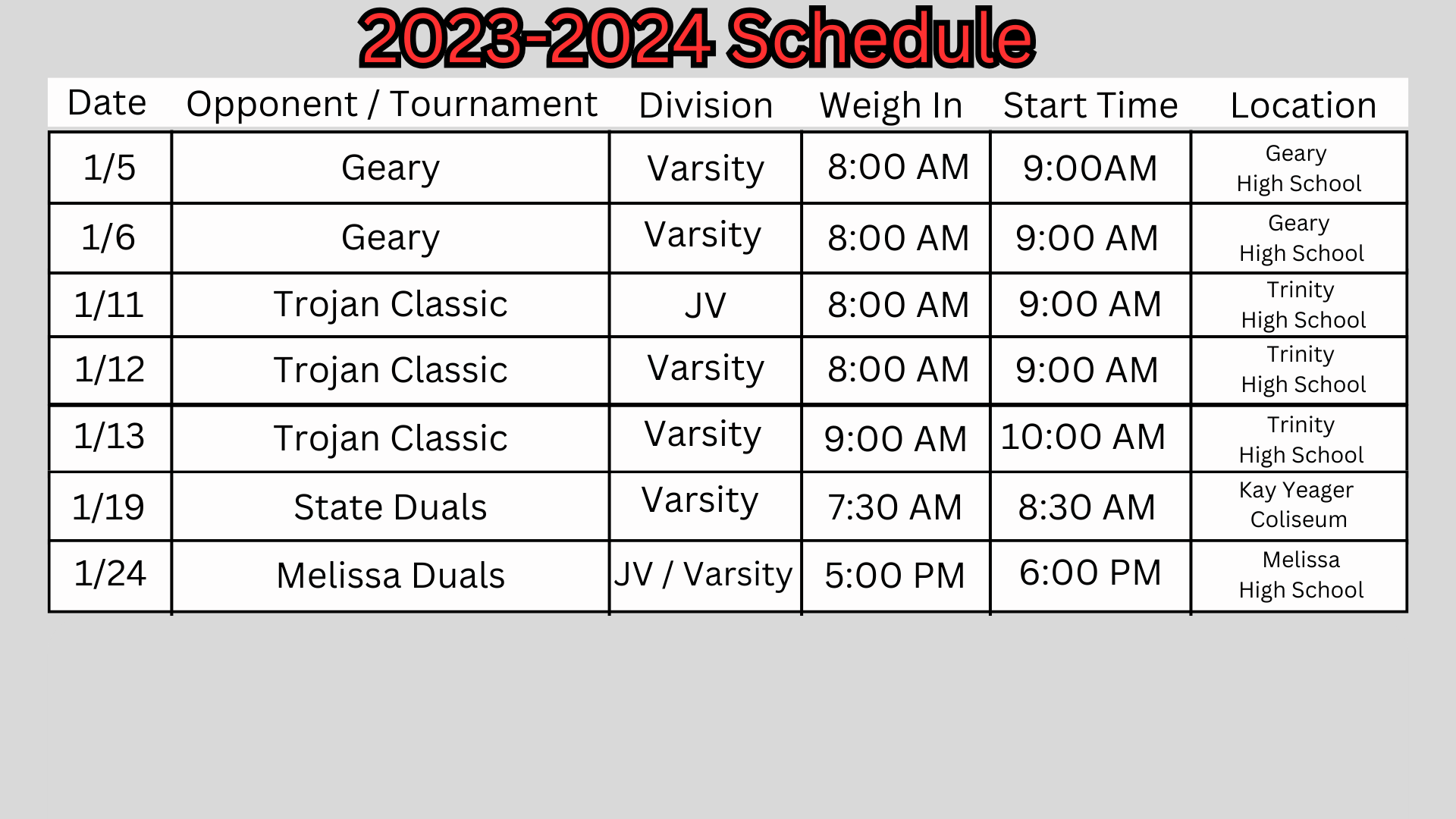 Schedule Martin Warrior Wrestling schedule-martin-warrior-wrestling