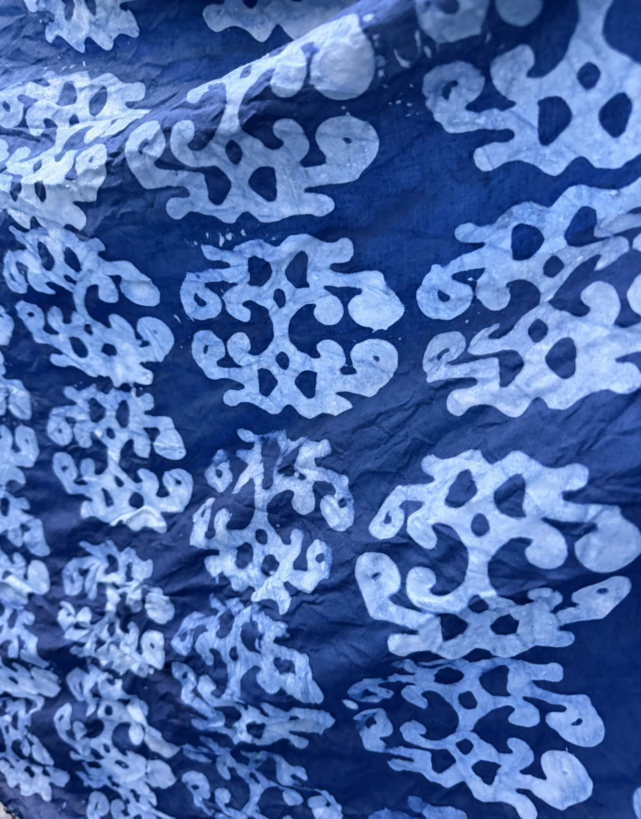 Indigo-dying in Charleston.  Cloth displays patterns