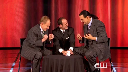 Kostya Kimlat with Penn and Teller