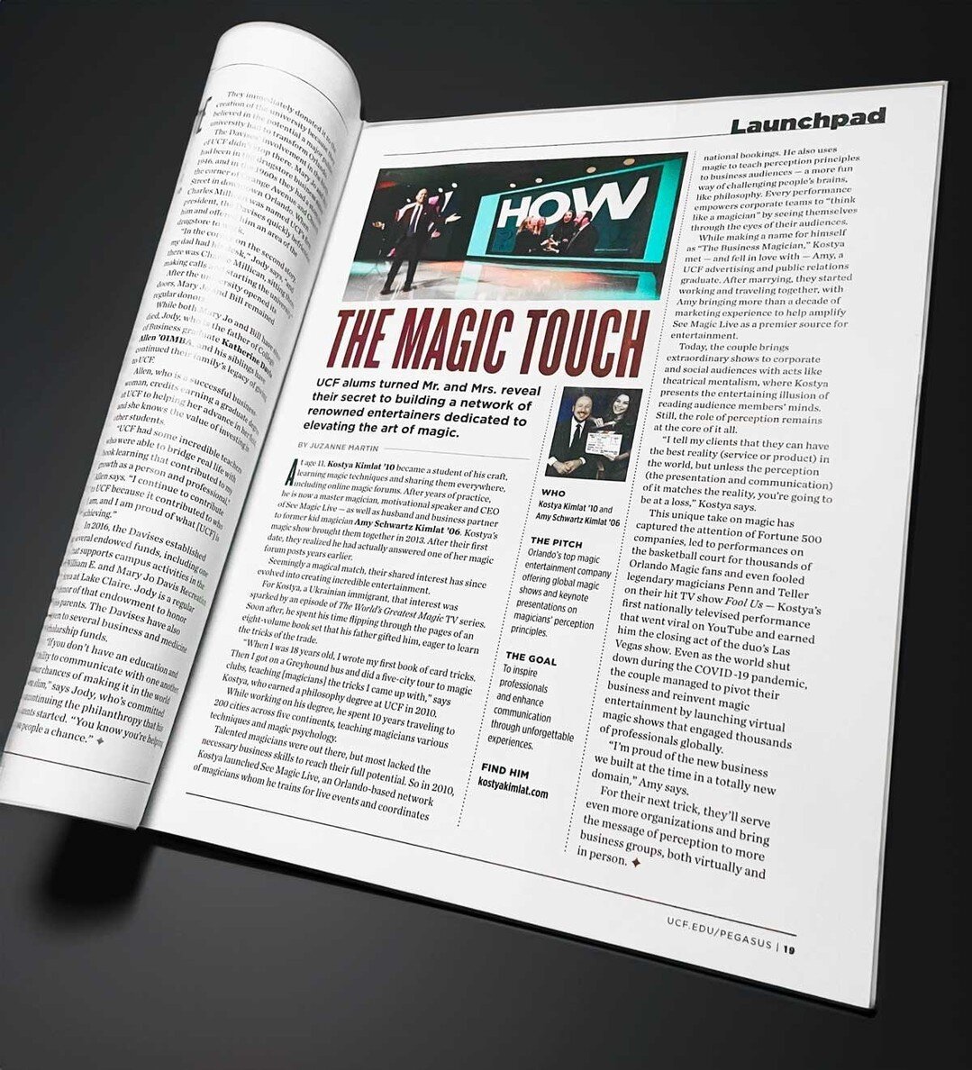 @AmyKimlat and I were thrilled to be featured in Pegasus Magazine, the renowned publication of @UCFAlumni. 

UCF played an instrumental role in our journey. After graduating in 2010, I launched @seemagiclive - a service for training and hiring magici