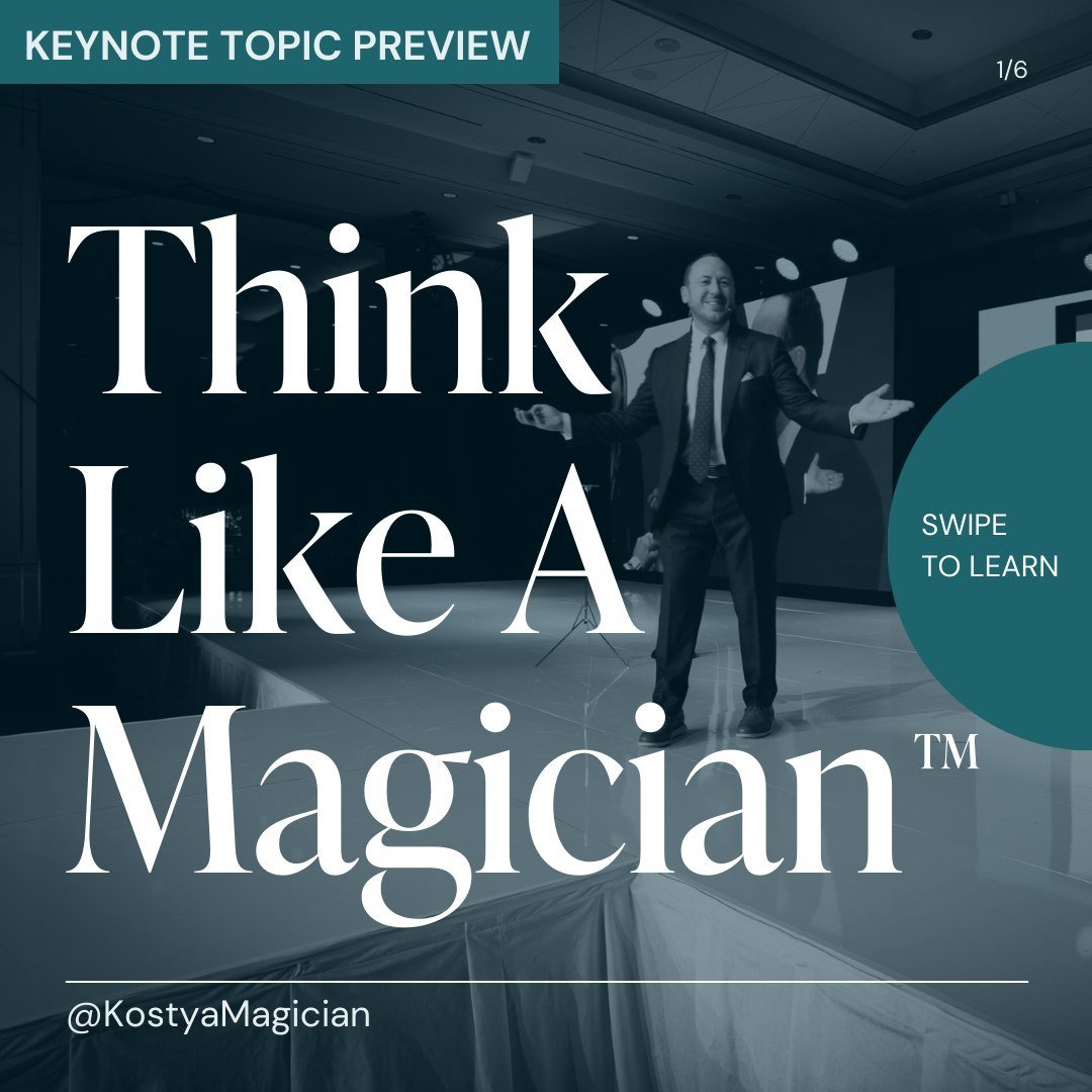 Do your employees Think Like A Magician&trade;?

In my signature keynote, I show you the role of perception in business, and we discover tools to enhance problem-solving, communication, and customer engagement.

📩 DMs open for speaking engagements.
