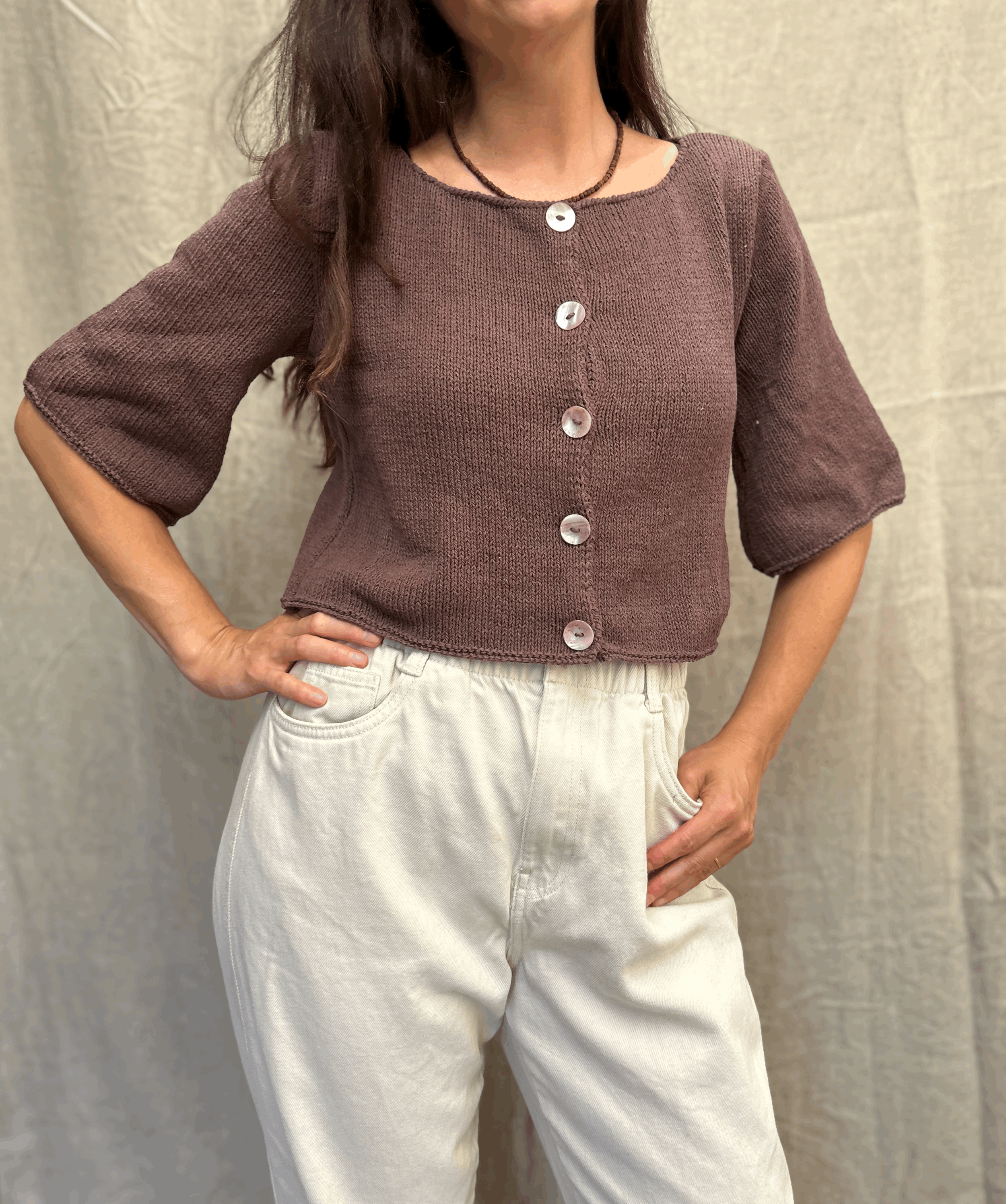Asia Pure Cotton Cropped Cardigan
