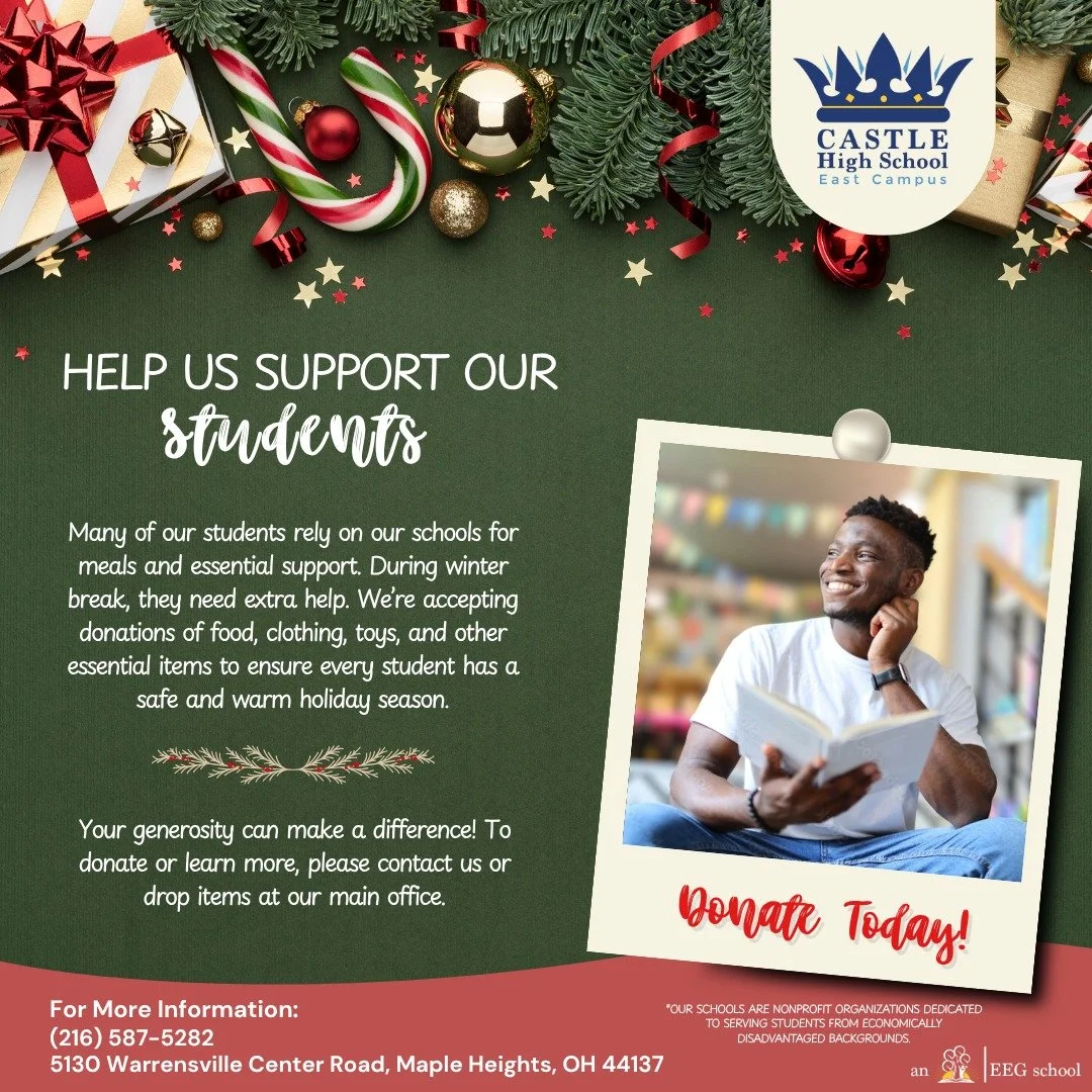 Help us support our students this holiday season. 🎁
We are collecting food, clothing, toys, and other essential items to ensure every student has a safe and warm winter break.

Thank you for helping us make a difference for our school community. ❤️