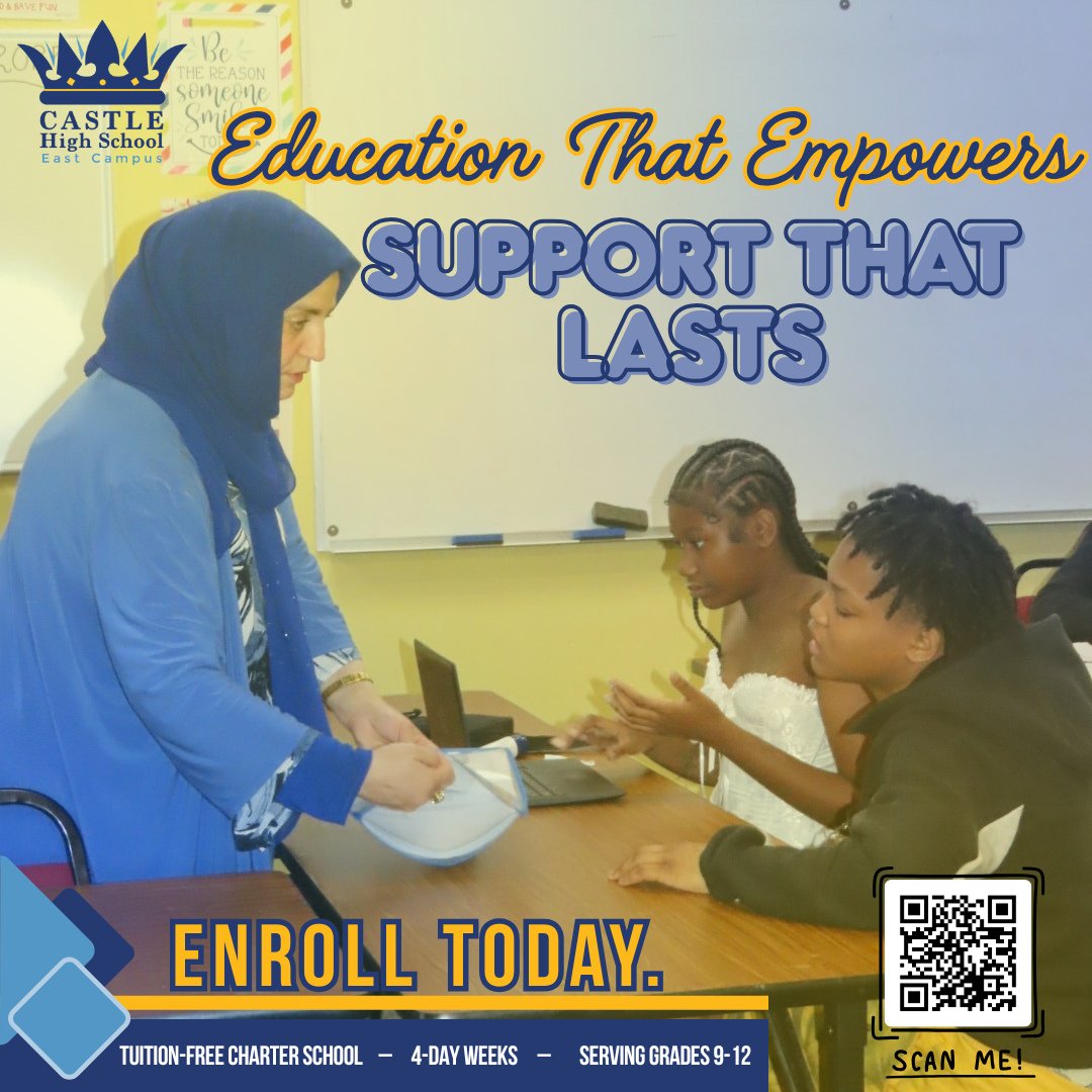 At Castle East, we&rsquo;re more than a school &mdash; we&rsquo;re a community built to help every student thrive. 💙 Enroll today and experience education that empowers and support that lasts.⁠
⁠
#CastleEast #StudentSuccess #MapleHeightsSchools