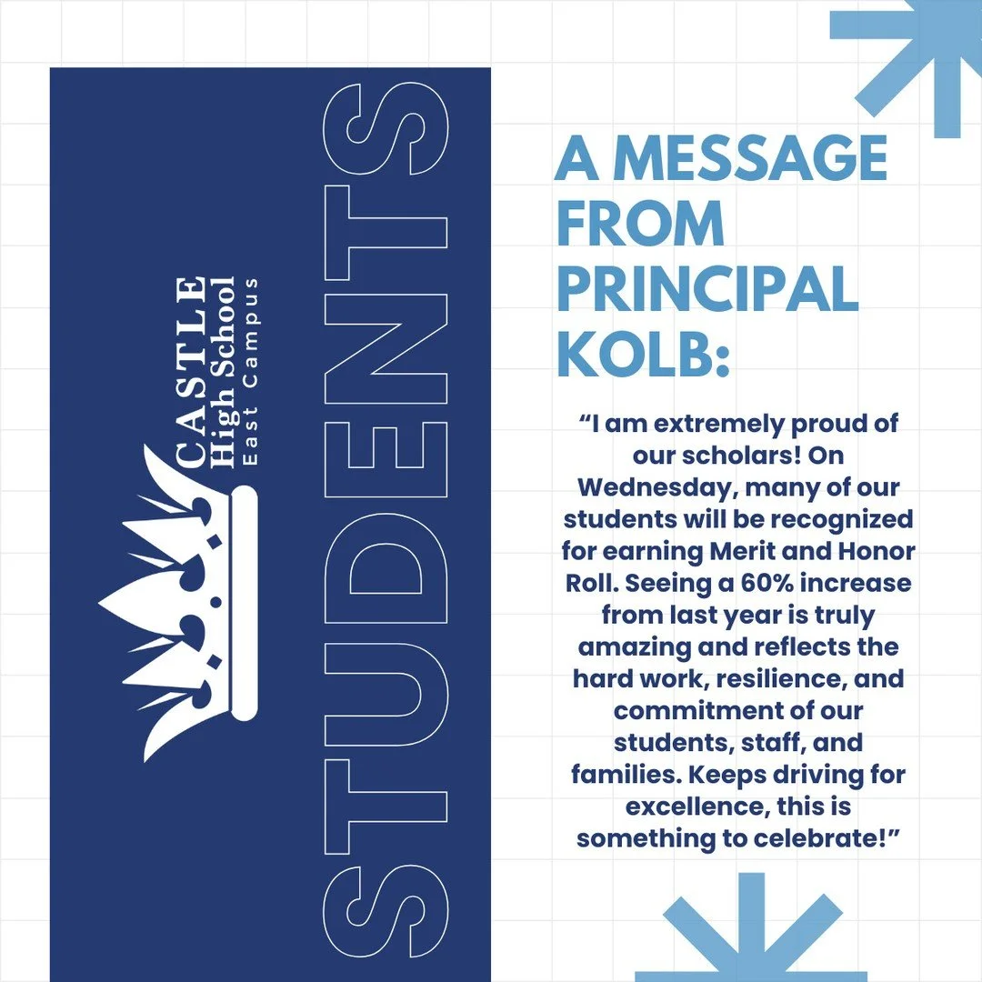 Celebrating excellence at Castle East! 🎉 Many of our scholars will be recognized this Wednesday for earning Merit and Honor Roll. With a 60% increase from last year, we&rsquo;re so proud of the hard work, resilience, and commitment of our students, 