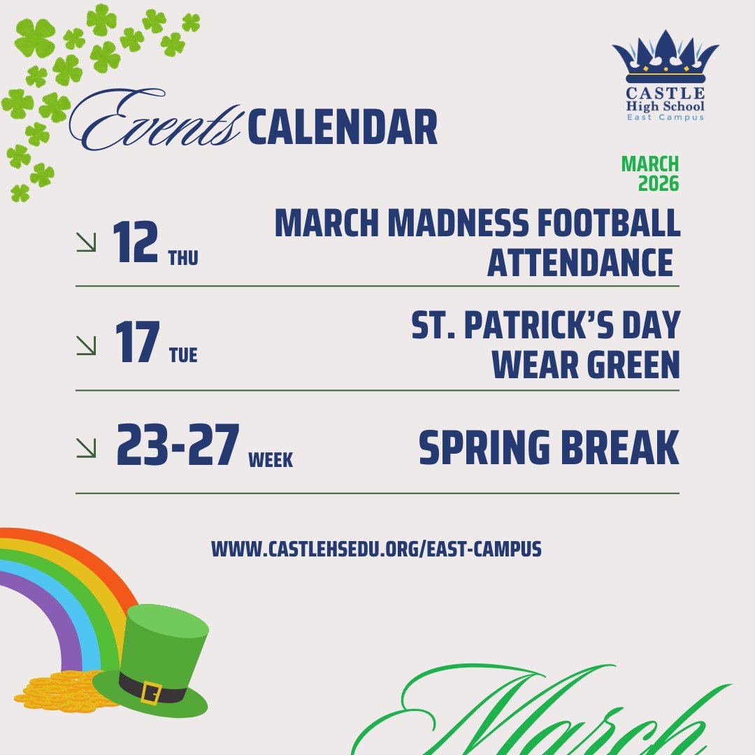 ✨ March brings new energy and opportunities at Castle East! ✨⁠
As we head into spring, March is packed with moments that inspire learning, growth, and community. Stay engaged, mark your calendars, and let&rsquo;s finish the season strong together! 💙