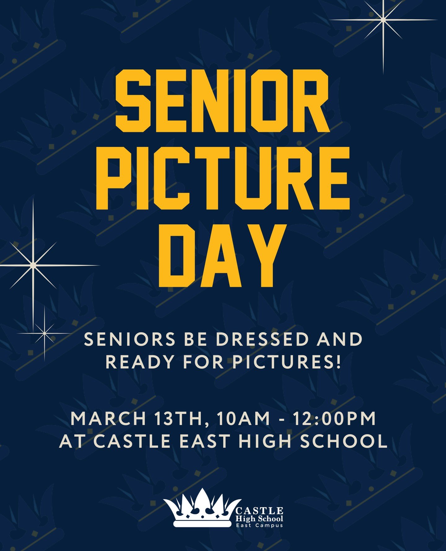 📸✨ It&rsquo;s your moment, Seniors! ✨📸⁠
Senior Photo Day is March 13th, 10 AM&ndash;12 PM at Castle East! Dress your best, bring your biggest smile, and capture the memories that will last a lifetime. Let&rsquo;s see that Castle Pride, Class of 202