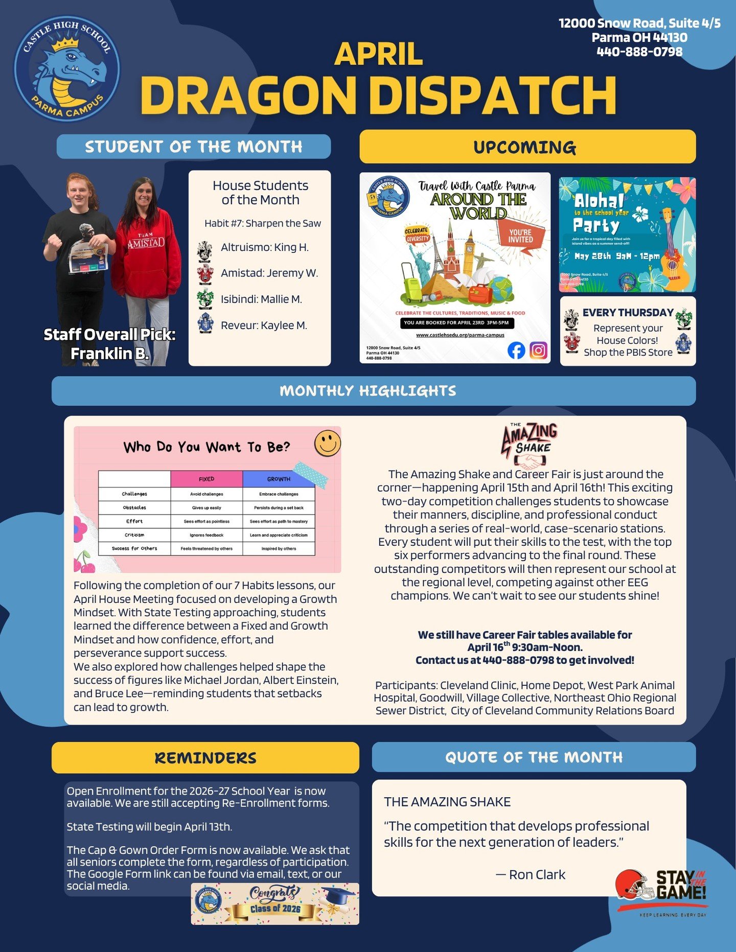 UPCOMING EVENT: The Amazing Shake and Career Fair is just around the corner&mdash;happening April 15th and April 16th! This exciting two-day competition challenges students to showcase their manners, discipline, and professional conduct through a ser