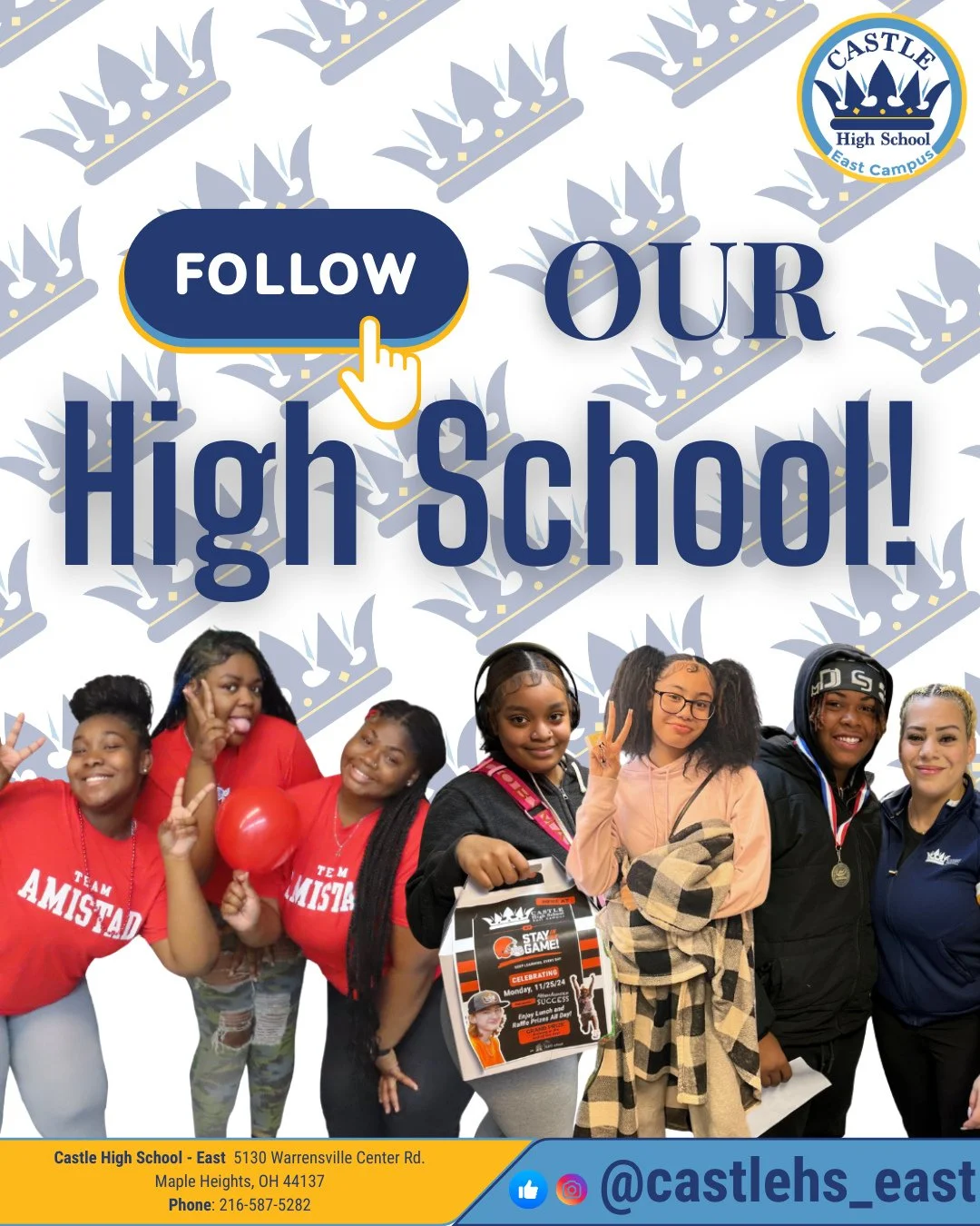 🎓 Welcome to Castle High School &ndash; East! Follow our journey, see all the excitement, and stay connected with everything happening at our school. 💙💛⁠
📍 5130 Warrensville Center Rd., Maple Heights, OH 44137⁠
📞 216-587-5282⁠
Follow us 👉 @cast