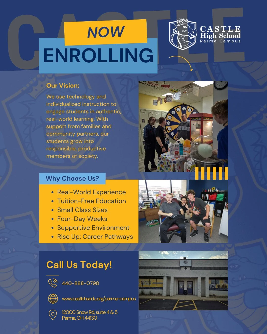 🎓 Enrollment is OPEN at CASTLE Parma High School for the 2026/2027 School Year!⁠
Secure your scholars spot and get ready for another year of learning, growth, and success. ✨💡⁠
📞 Call 440-888-0798 for more info!