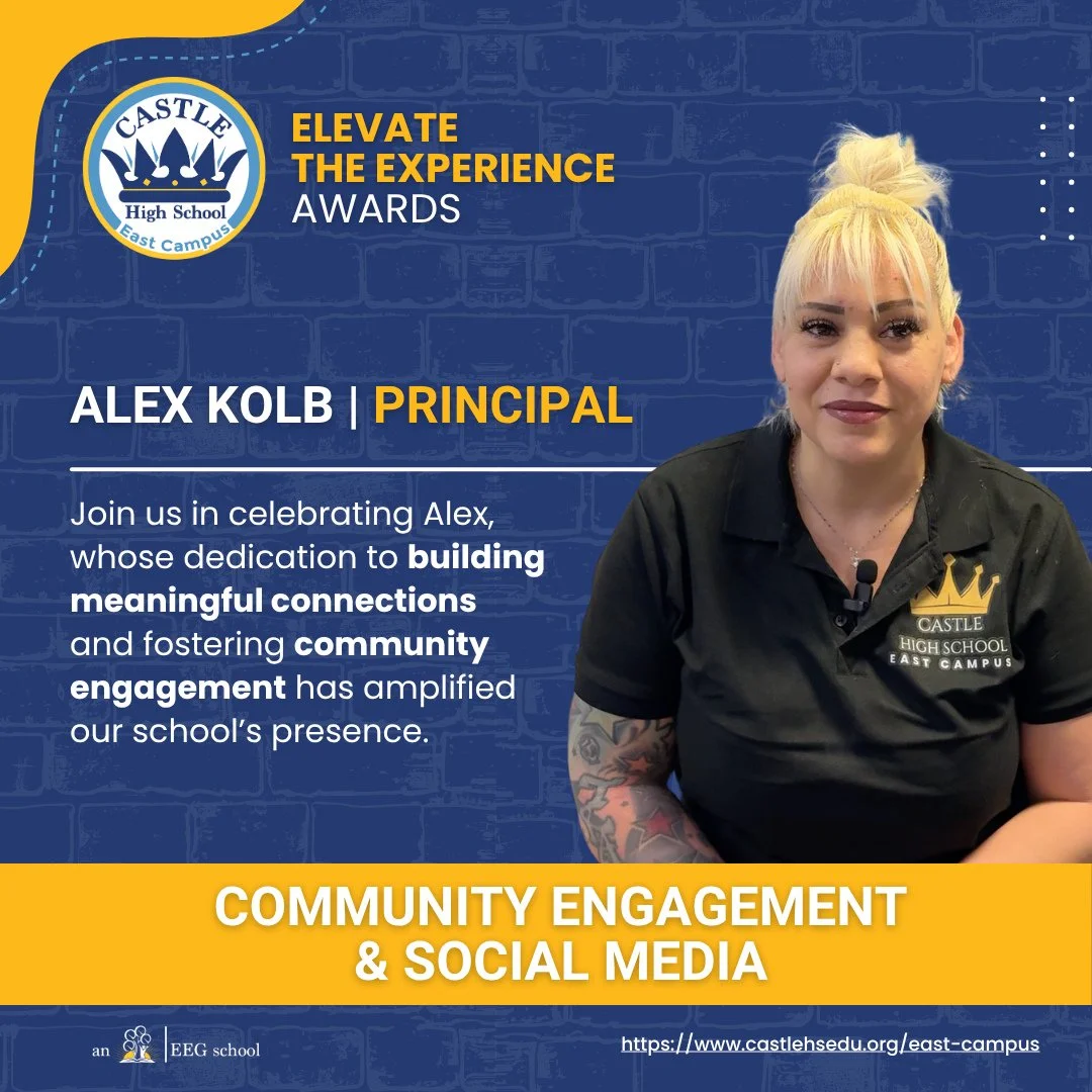 Celebrating leadership that brings people together 💙⁠
⁠
Join us in recognizing Principal Alex Kolb for her incredible dedication to building meaningful connections and strengthening community engagement at CASTLE High School&ndash;East Campus. Throu