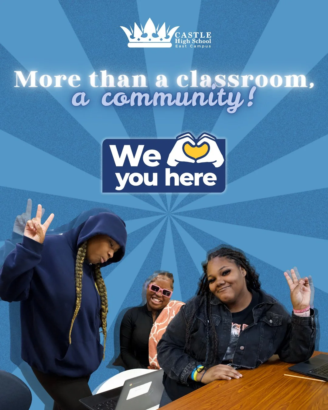 At Castle High School East Campus, we are more than a classroom &mdash; we are a community. 💙⁠
⁠
A place where students are supported, encouraged, and reminded every day that they matter. From friendships and laughter to growth and learning, it&rsqu