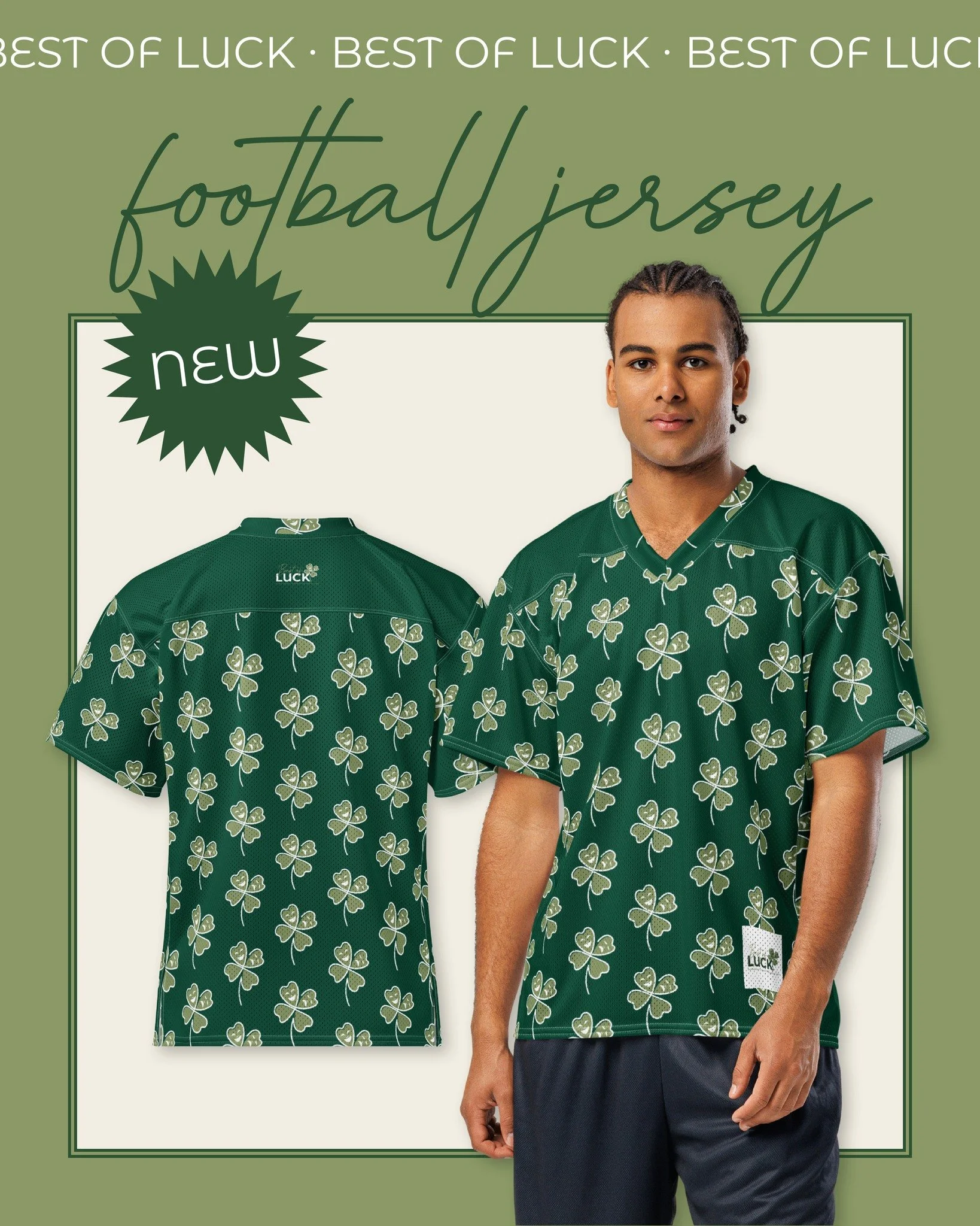 Just in time for football season - and the holidays! - the Best of Luck Comedies football jersey is here! 
Shop now at bestofluckcomedies.com/store/all/apparel!