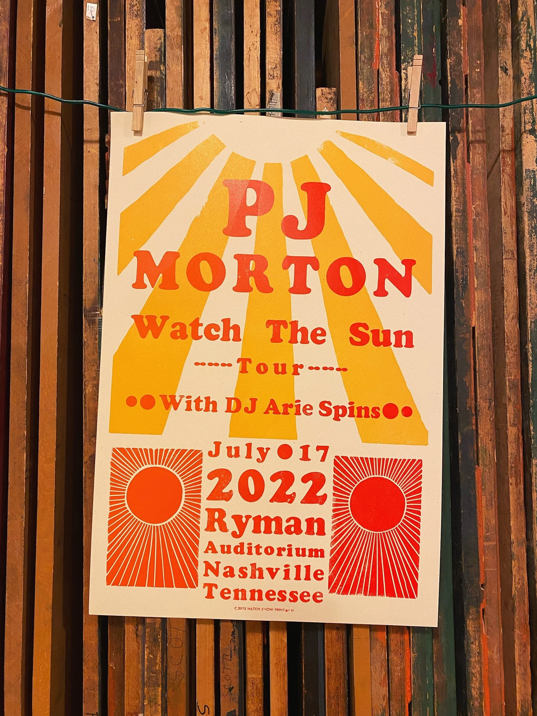 Letterpress poster from my time at Hatch Show Print for PJ Morton's show at the Ryman Auditorium