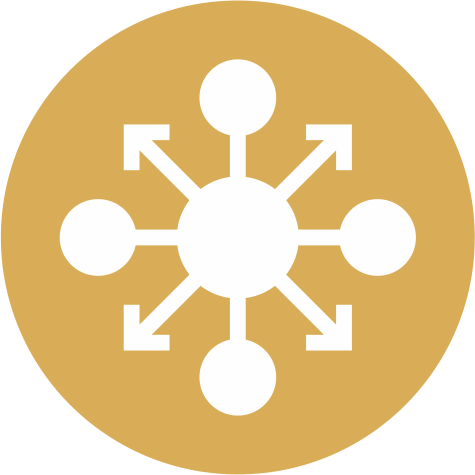 Icône symbolisant un réseau pour renforcer votre visibilité et votre rôle.