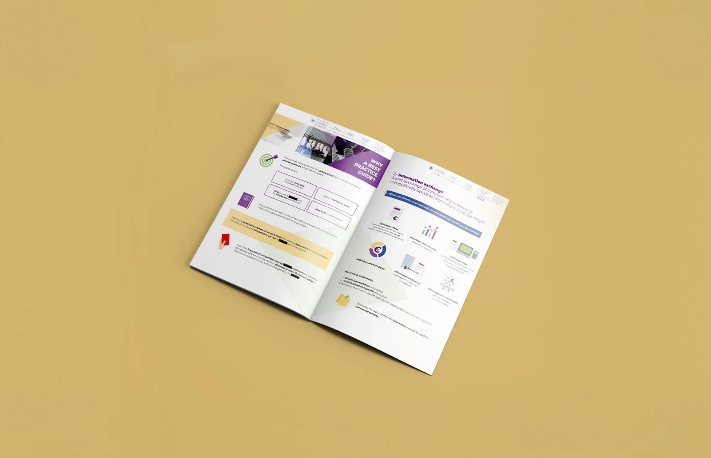 Legal design du guide de bonnes pratiques en droit de la concurrence pour présenter des informations claires et utiles sur les notions et les comportement à adopter.