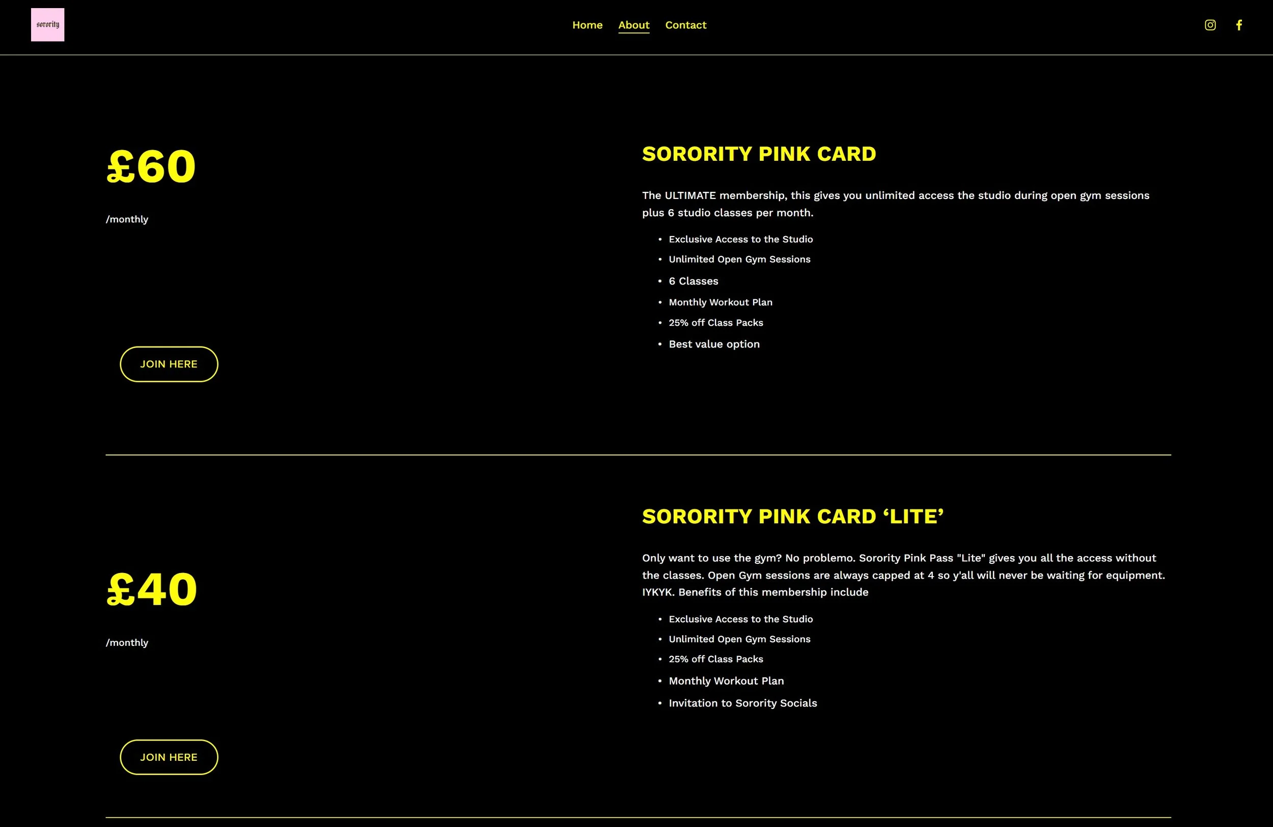 sorority membership page