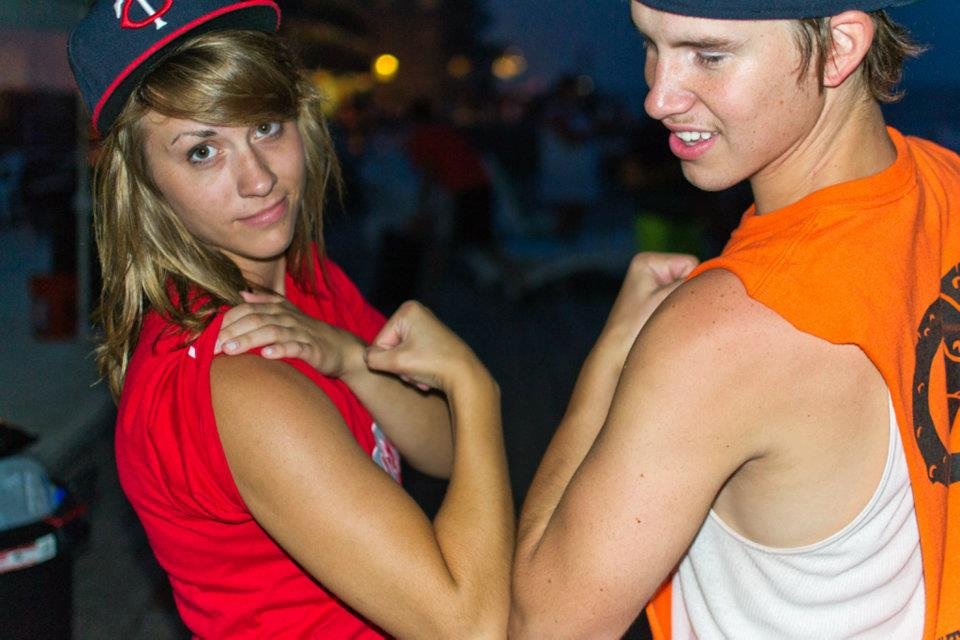 Nothing says college ministry summer quite like cut-off shirts and trucker hats.