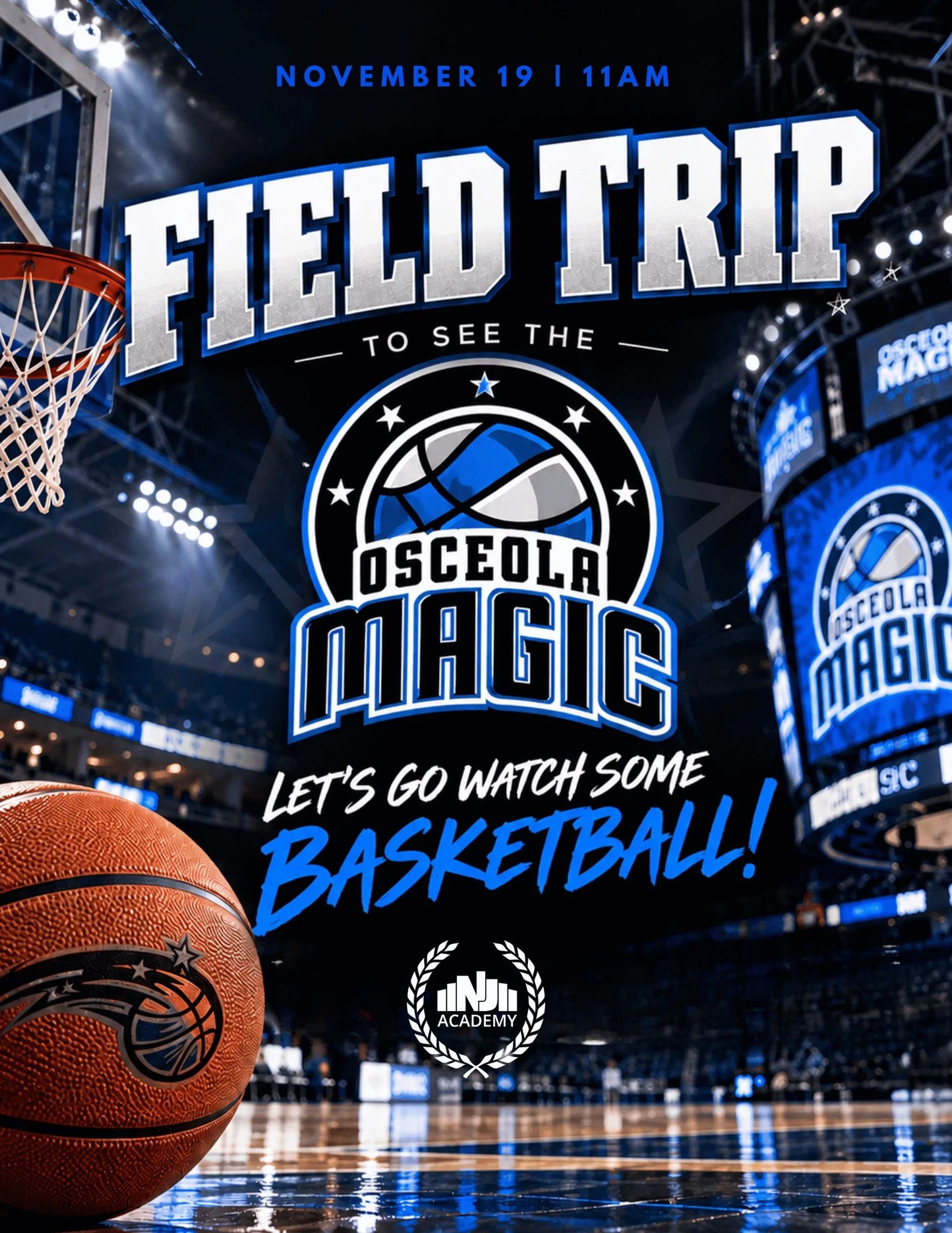 🏀 Let&rsquo;s go, Knights! NJA is heading to the Osceola Magic School Day Game on Thursday, November 19th at 11 AM! Get ready for basketball, entertainment, and school spirit! 🙌

Let&rsquo;s show up and represent NJA! 🏀🔥