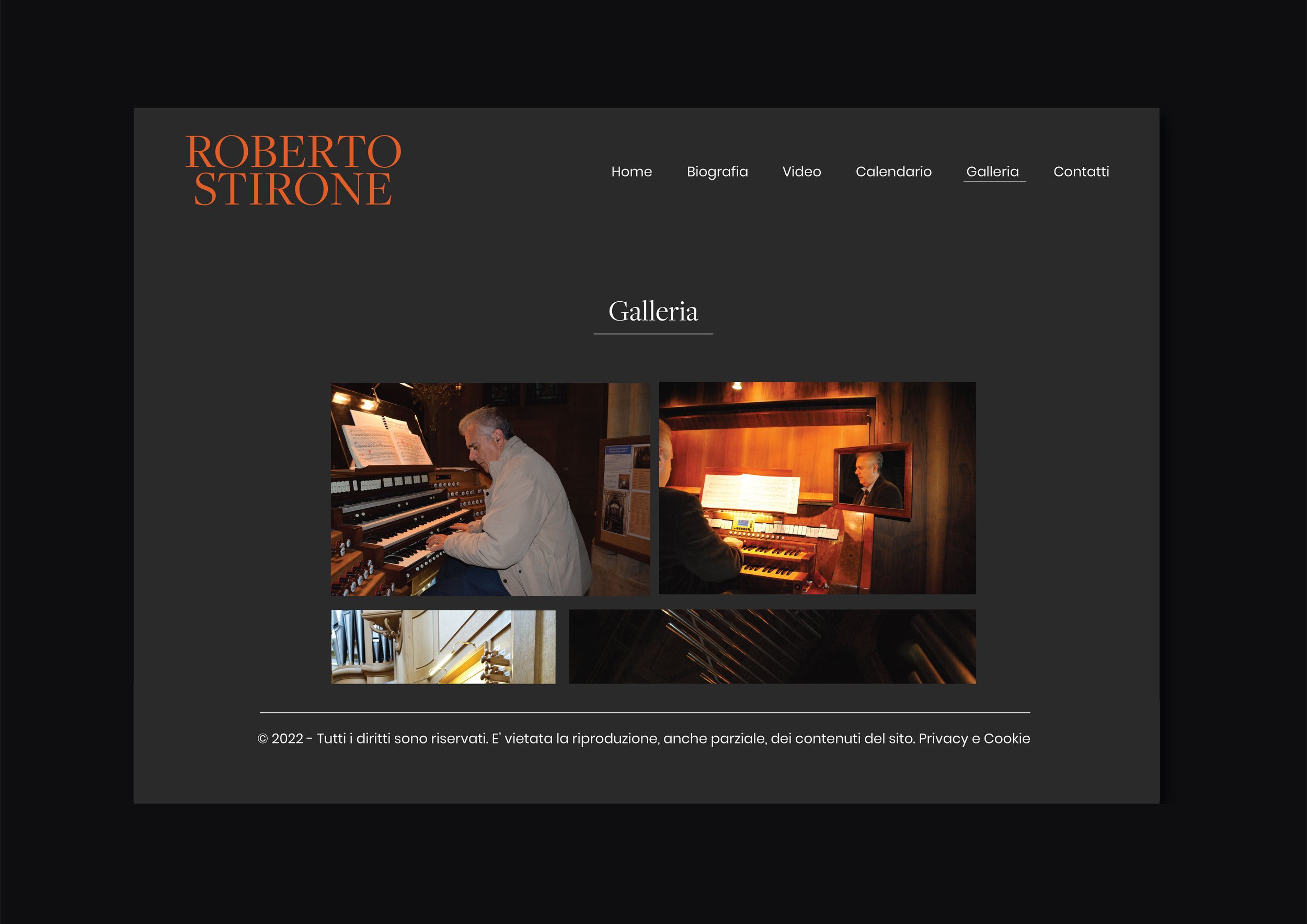 Detail of the gallery of photographs page designed for Roberto Stirone