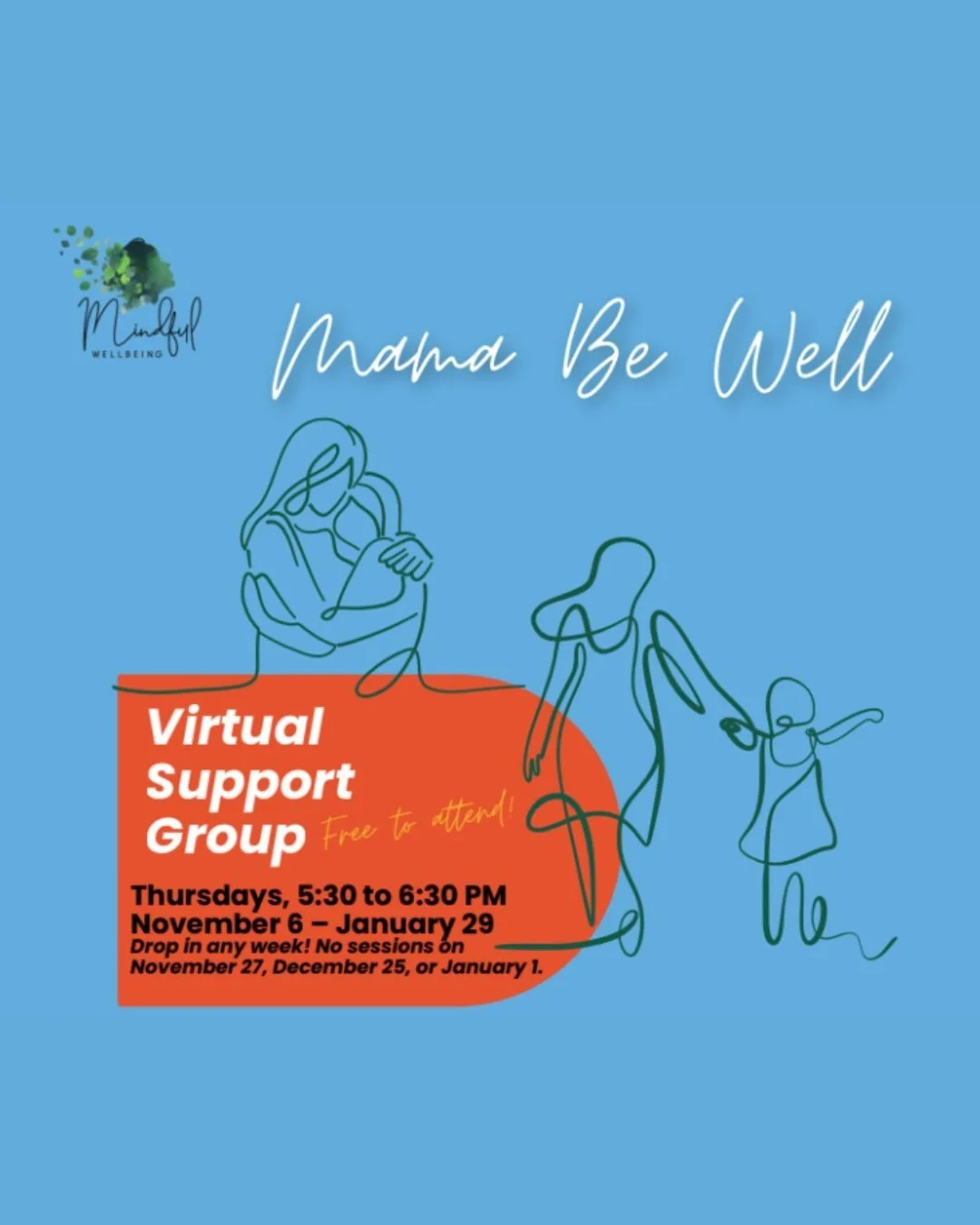 Join us virtually as this support group for mothers to navigate the joys and challenges of parenthood together. Each session includes a check-in, guided discussion, and mindfulness practice.

It is free to attend. A link will be sent out prior to the