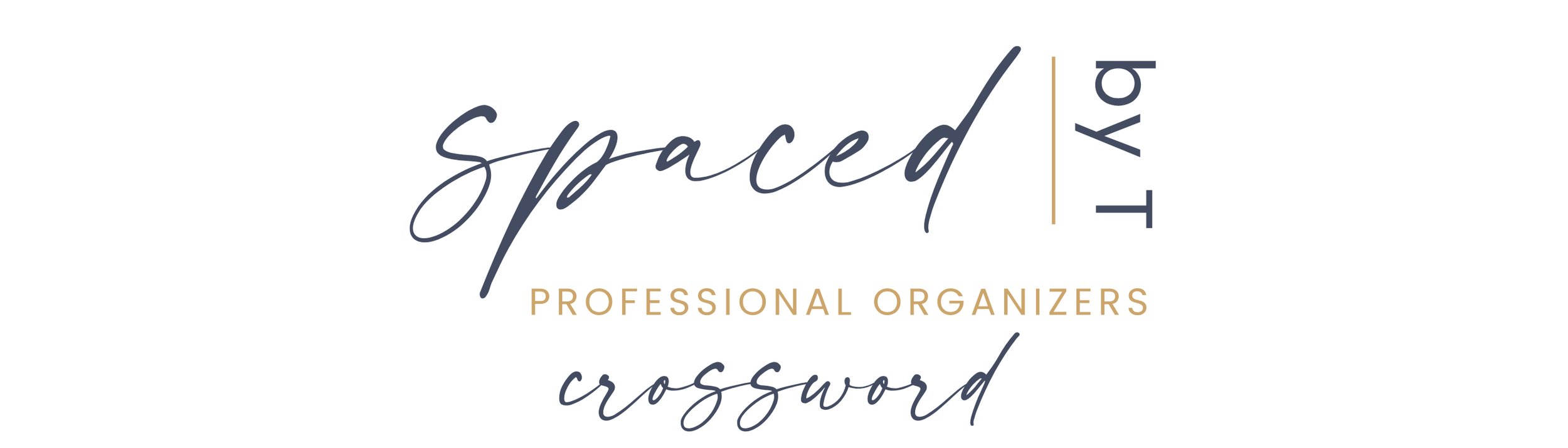 Logo for Spaced by Crossword, a professional organizer business, with stylish cursive font and a modern design.