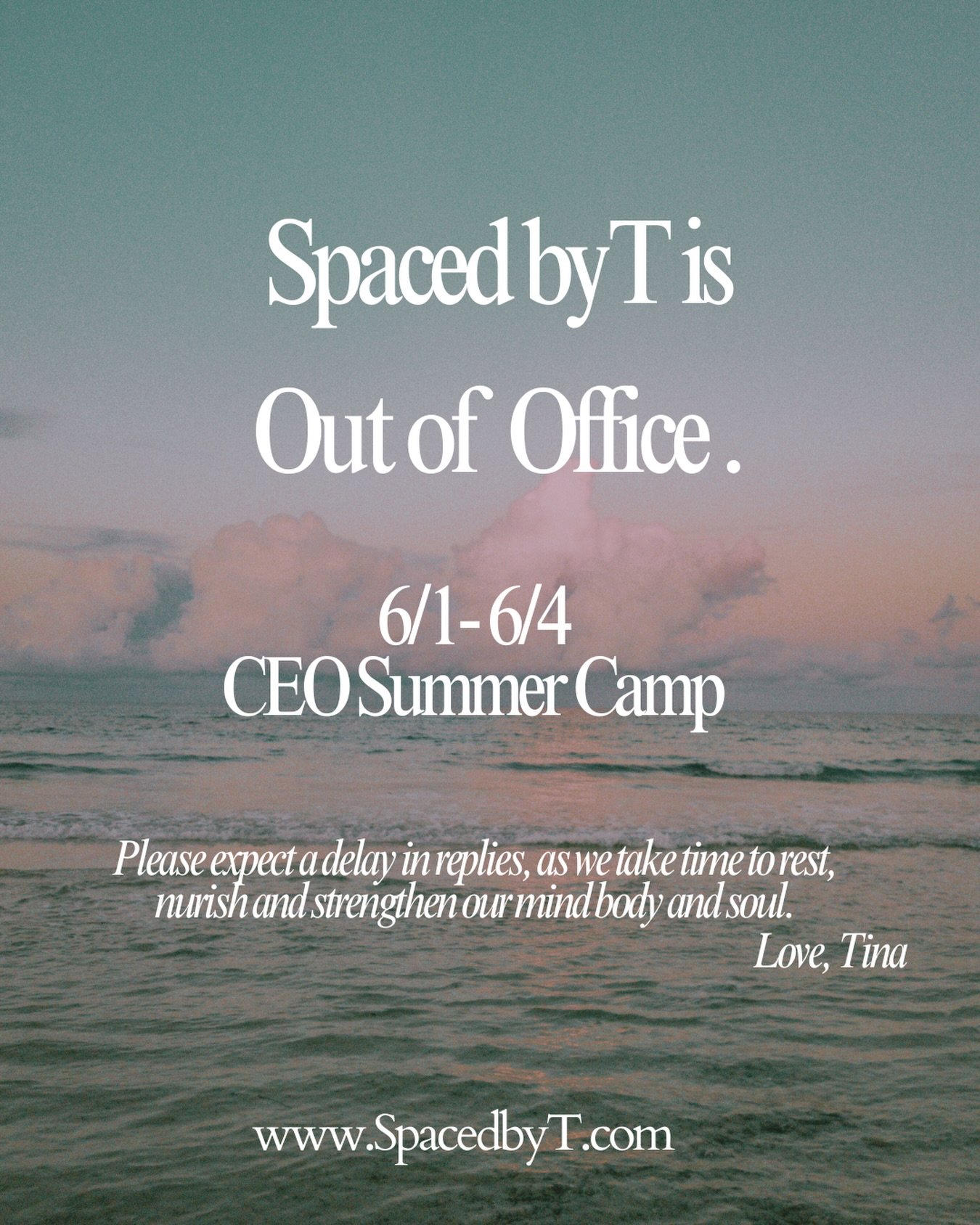 OOO with The Most Interesting Women in the world. 

Female CEOs
Mothers 
Role Models.
Showing the future we can do it all- and in heels 👠 😉

Please expect a delay in replies; but know we are eager to get you onto our calendar.
.
.
.
.
#spacedbyt #t
