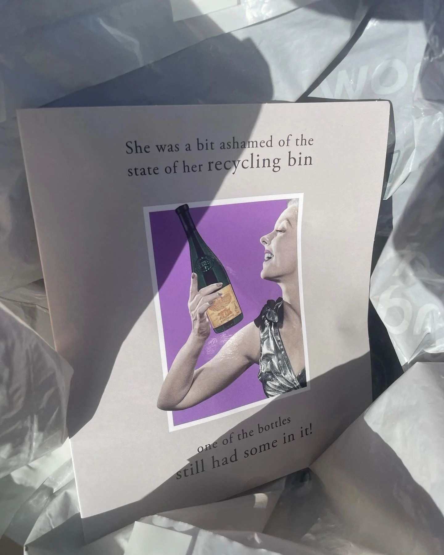 What an ironic thing to find in the wrong recycling bin this morning!