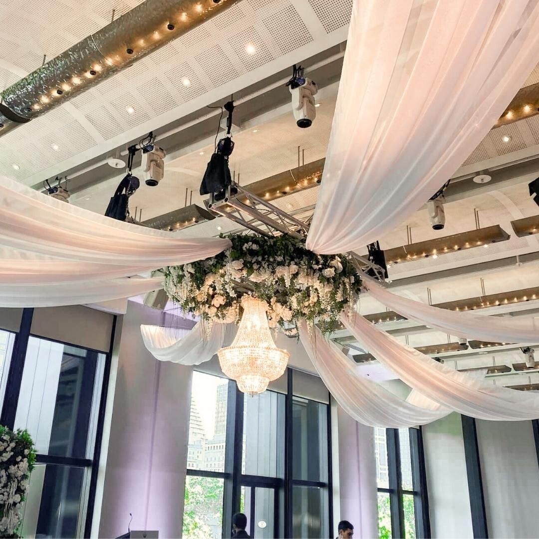 Happy Friday beautiful people! Hope you are all excited for the weekend ahead. I know we are as we prepare for a busy one! What do you think of our Monet chandelier, faux floral chandelier and ceiling drapes in @crownmelbourne? Centered over the danc